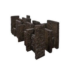 Paul Evans Raro Tavolo da Pranzo Grattacielo in Resina Bronzata 1972 (Firmato e Datato)