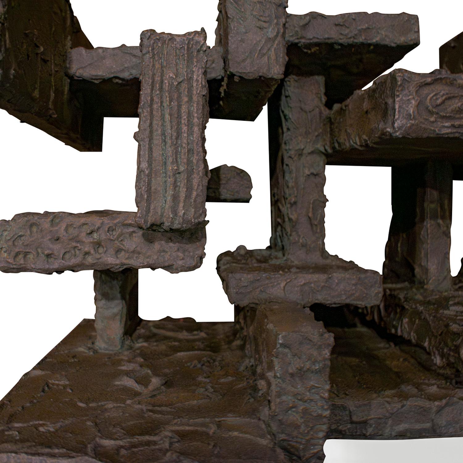Hand-Crafted Paul Evans Rare Skyscraper Dining Table in Bronze Resin 1972 (Signed and Dated) For Sale