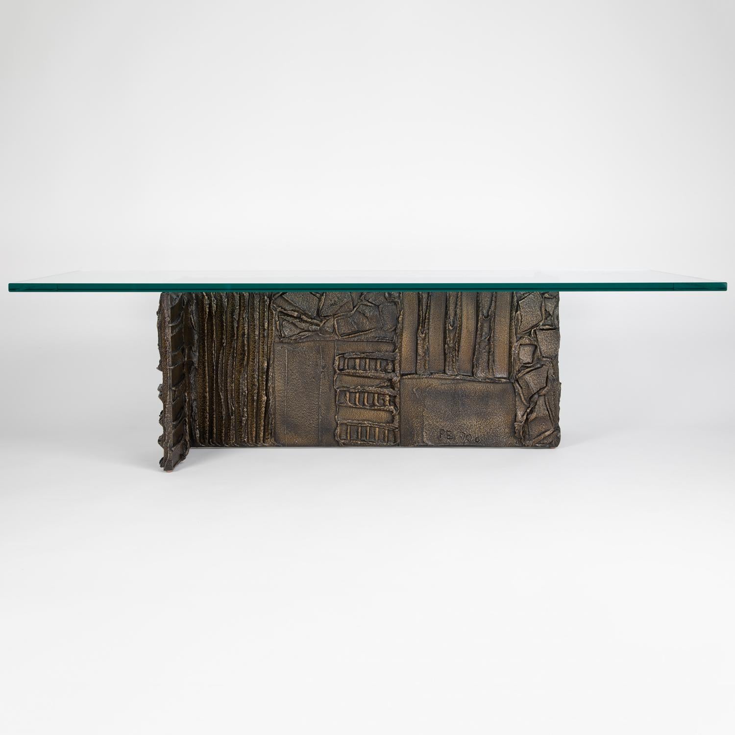 Modern Paul Evans Rectangular Coffee Table in Sculptured Bronze 1970 'Signed'