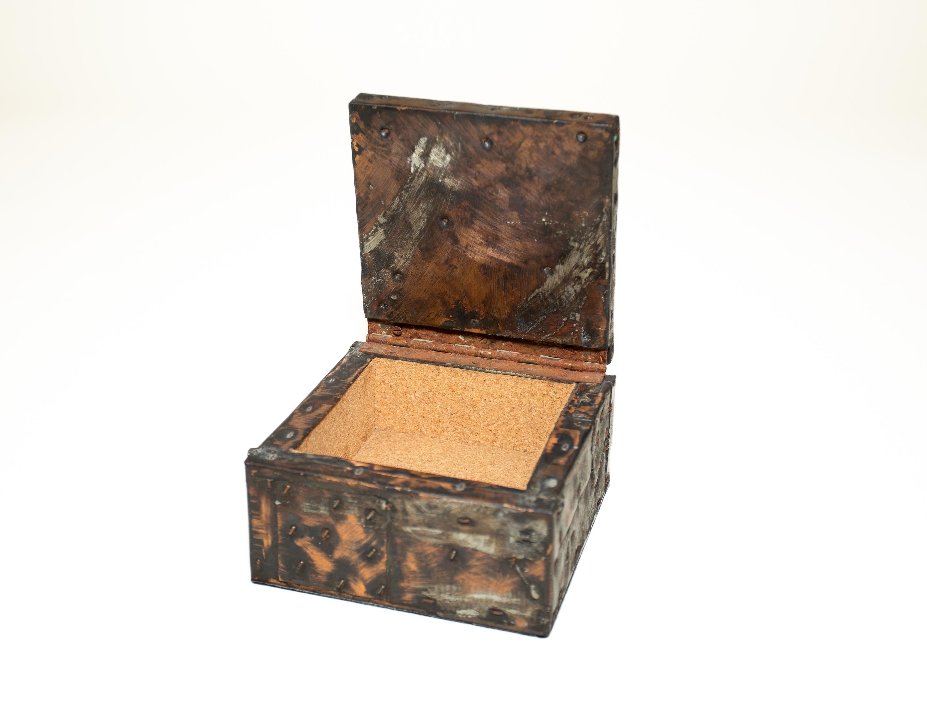 American Paul Evans Riveted Copper Clad Box For Sale