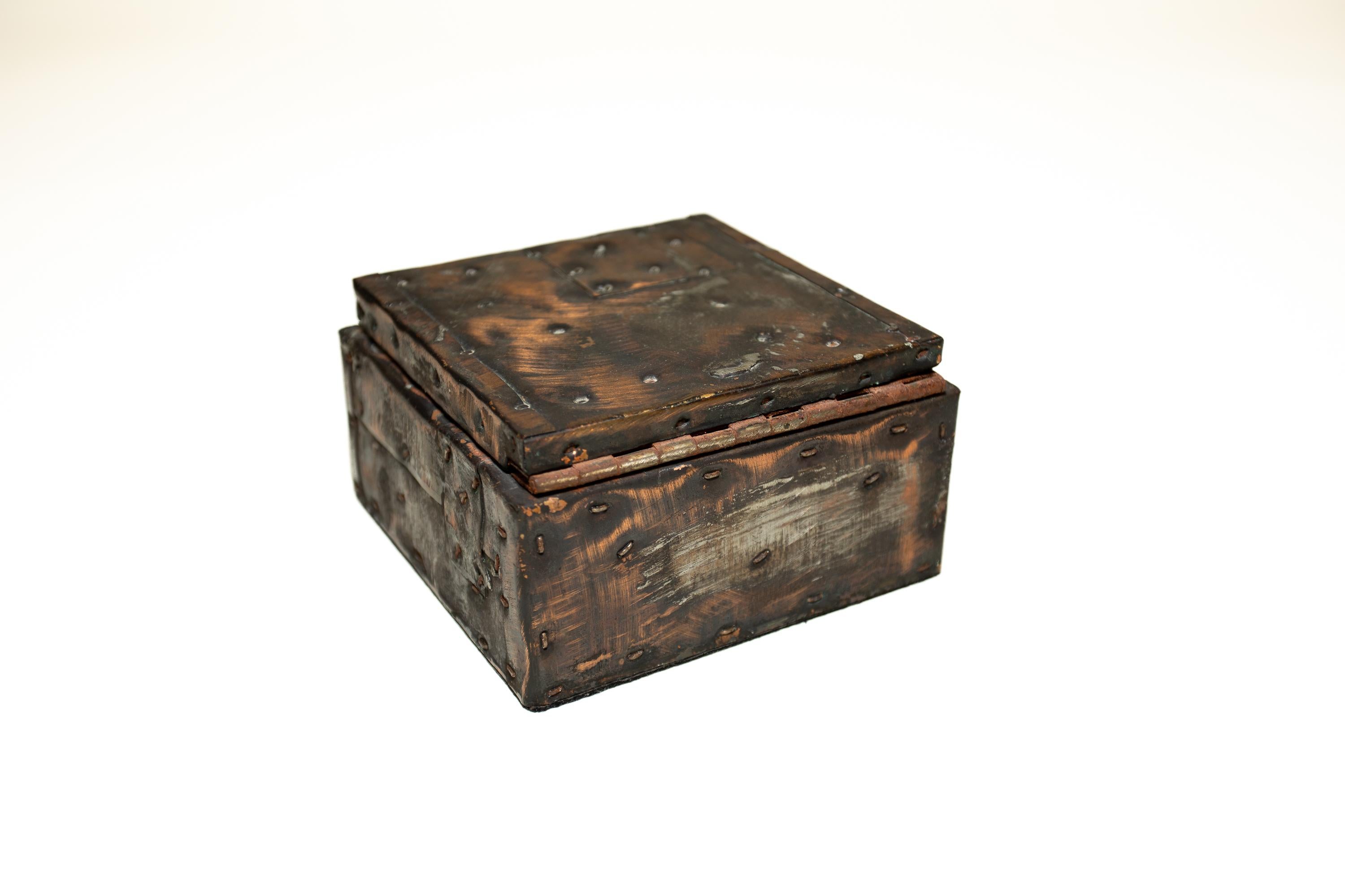 Metal Paul Evans Riveted Copper Clad Box For Sale