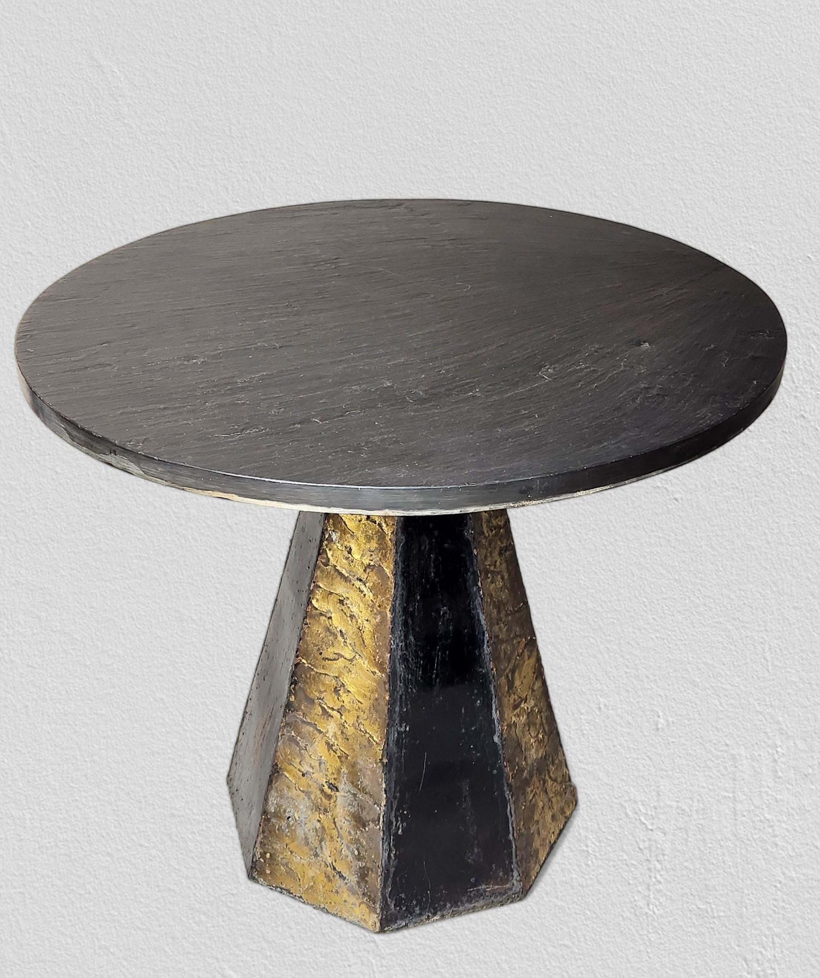 Late 20th Century Paul Evans Round Slate Top Occasional Table mid 1960s For Sale
