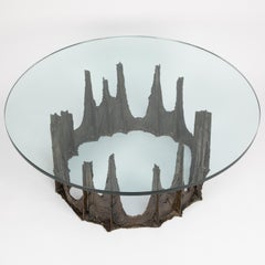 Paul Evans Round Stalagmite Coffee Table in Sculptured Bronze 1969 (Signed)