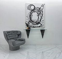 Table console en bronze sculpté et résine de Paul Evans, signée et datée '71