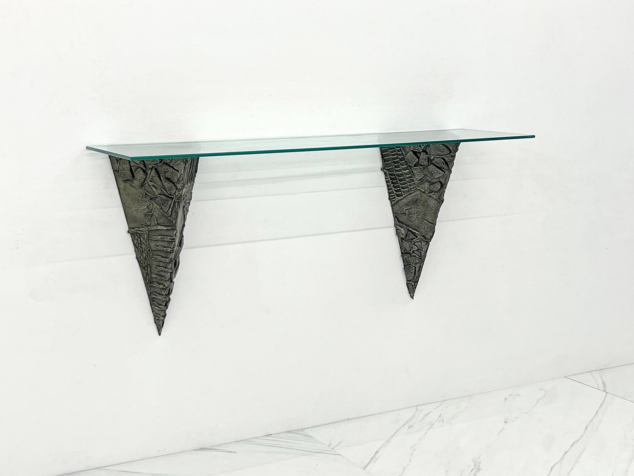 Paul Evans Sculpted Bronze and Resin Console Table, Signed and Dated '71 1