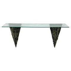 Paul Evans Sculpted Bronze and Resin Console Table, Signed and Dated '71