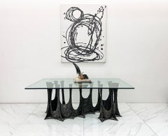 Table de salle à manger Paul Evans Stalagmite en bronze et résine PE102, signée et datée de 1970
