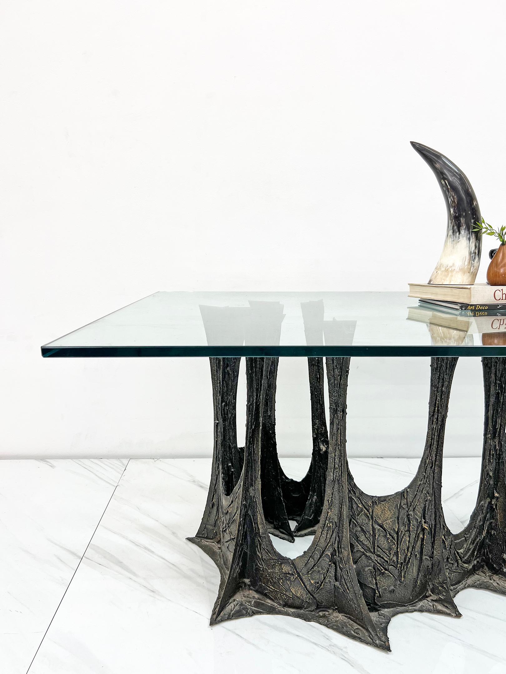 Brutalist Paul Evans Stalagmite Bronze and Resin Dining Table PE102, Signed and Dated 1970
