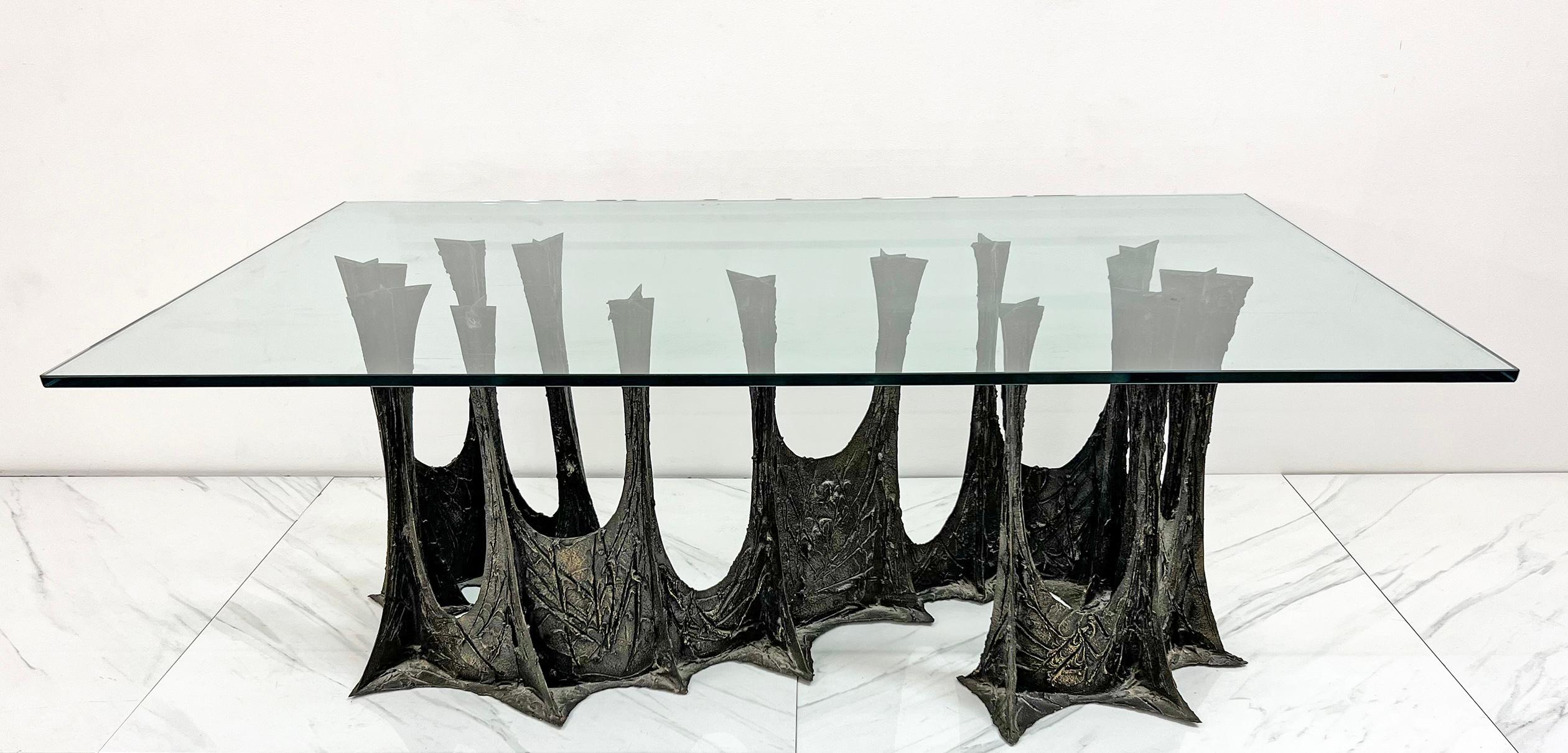 American Paul Evans Stalagmite Bronze and Resin Dining Table PE102, Signed and Dated 1970