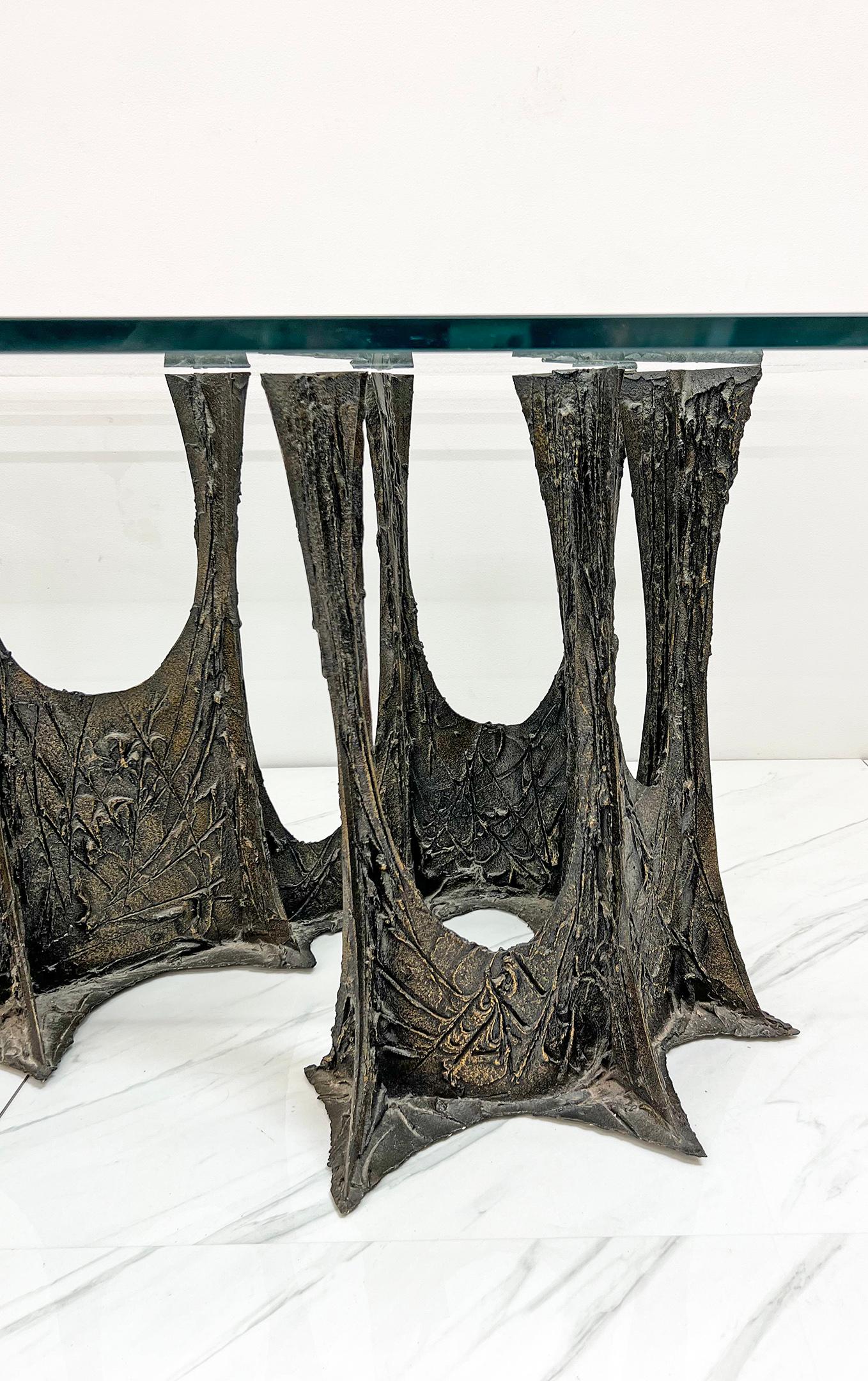 Late 20th Century Paul Evans Stalagmite Bronze and Resin Dining Table PE102, Signed and Dated 1970