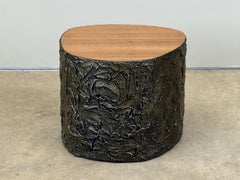 Paul Evans "Sculpted Bronze" and Walnut Side Table