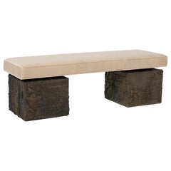 Paul Evans Sculpted Bronze Bench