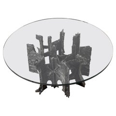 Mesa baja Brutalista de Bronce Esculpido de Paul Evans para Directional 1969