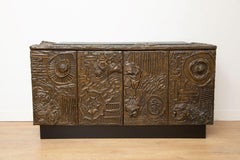 Paul Evans Sculpted Bronze Brutalist Sideboard, USA, 1969