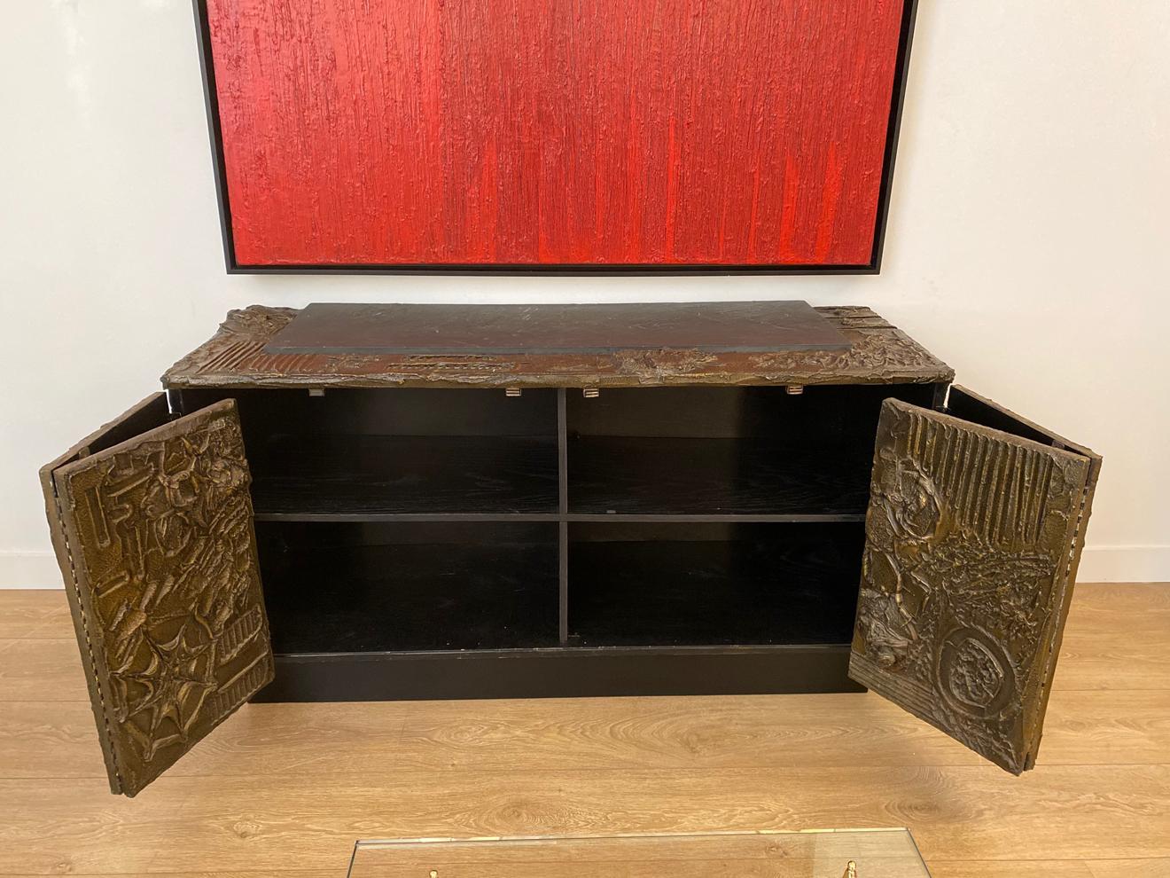 Paul Evans Sculpted Bronze Brutalist Sideboard, USA, 1969 In Excellent Condition In Miami, FL