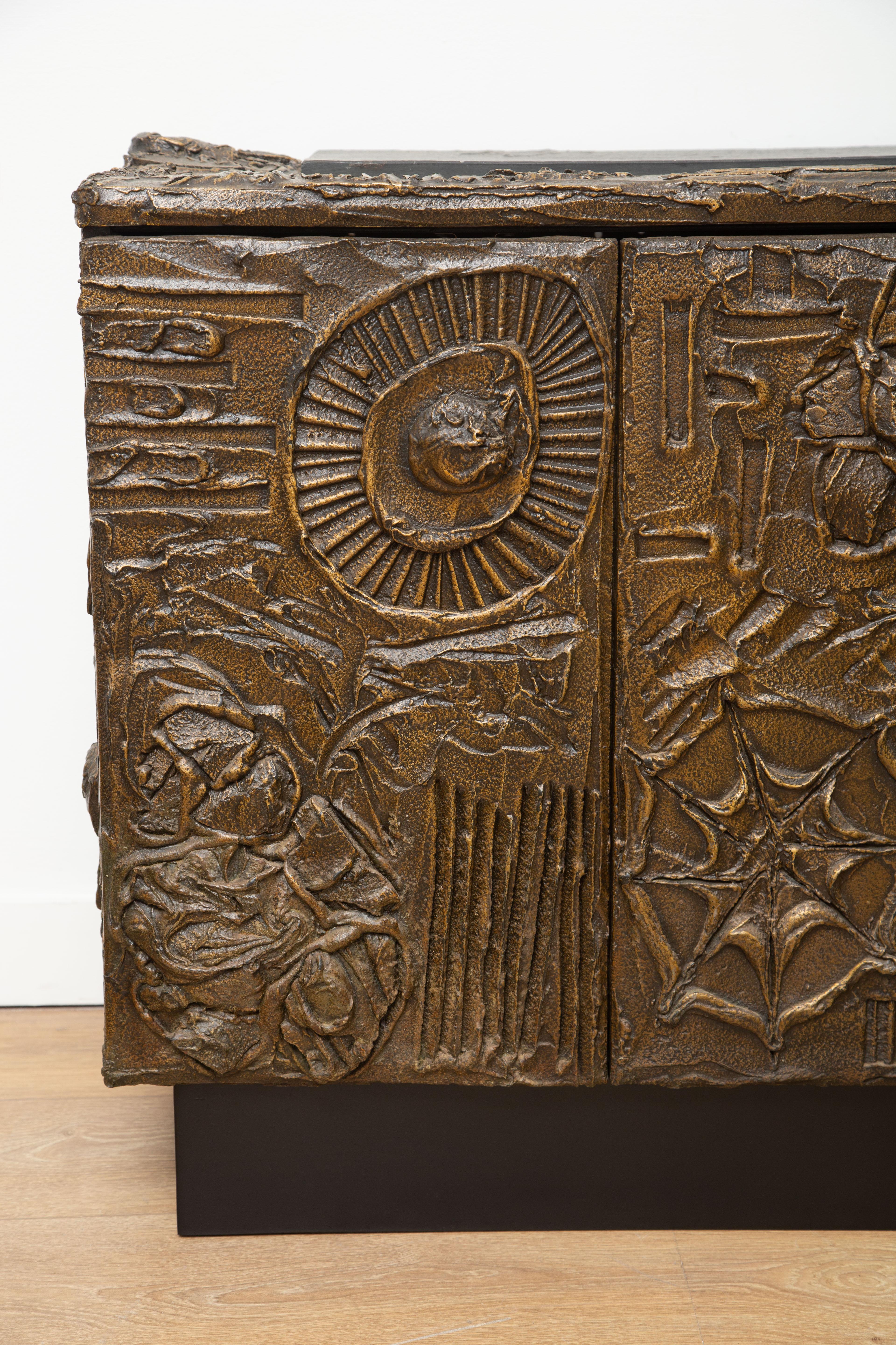 Paul Evans Sculpted Bronze Brutalist Sideboard, USA, 1969 1