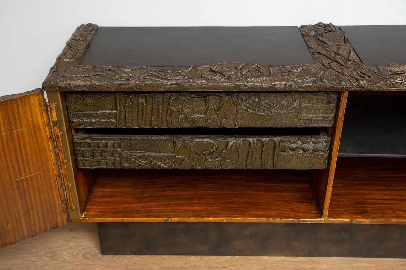 Paul Evans Brutalistisches Sideboard aus Bronze, USA, 1969 (Metall) im Angebot