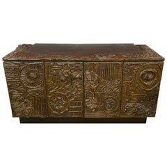 Paul Evans Sculpted Bronze Brutalist Sideboard, USA, 1969
