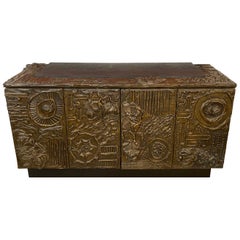 Paul Evans Sculpted Bronze Brutalist Sideboard, USA, 1969