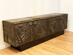 Paul Evans Sculpted Bronze Brutalist Sideboard, USA, 1972