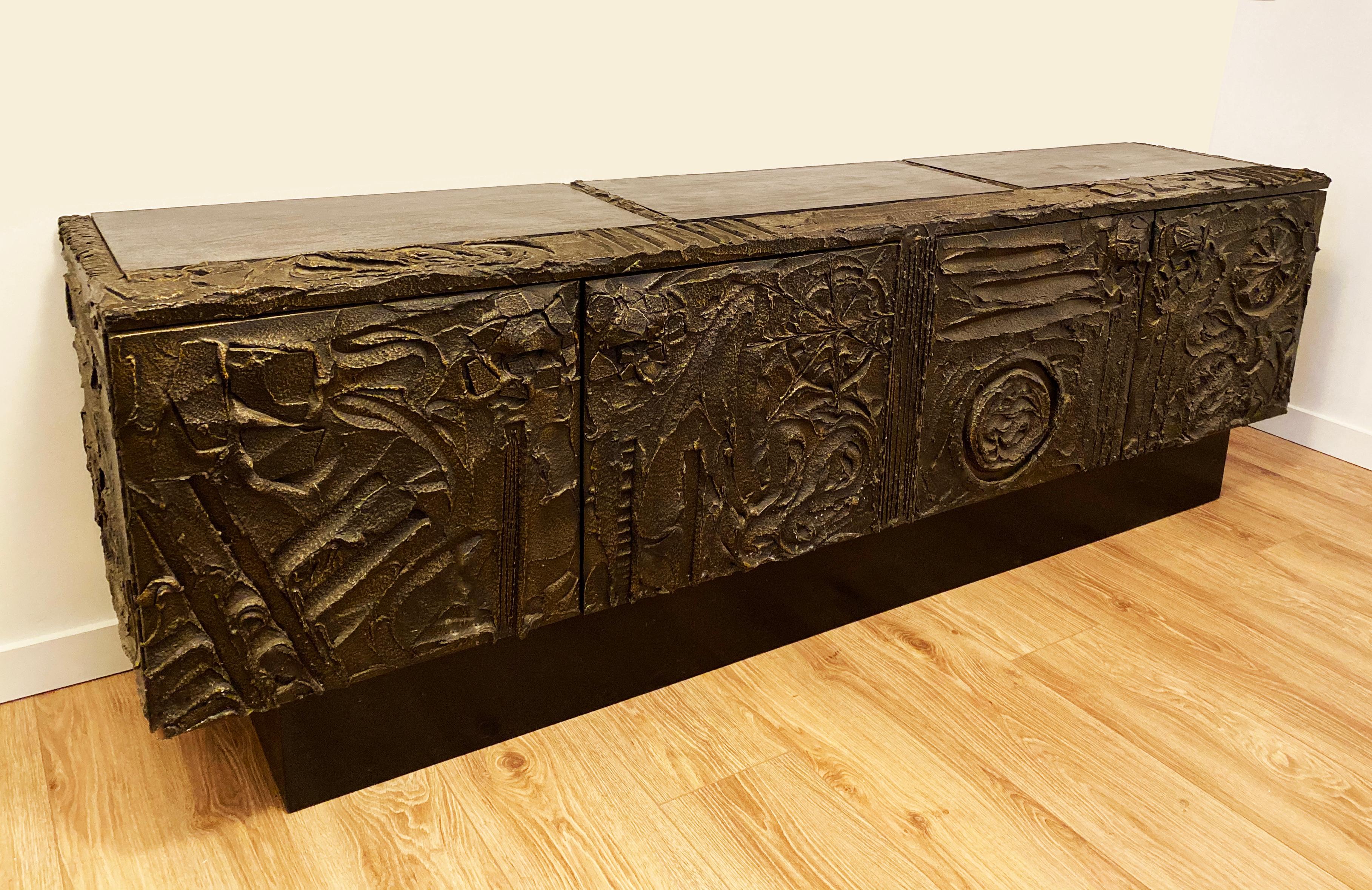 Late 20th Century Paul Evans Sculpted Bronze Brutalist Sideboard, USA, 1972