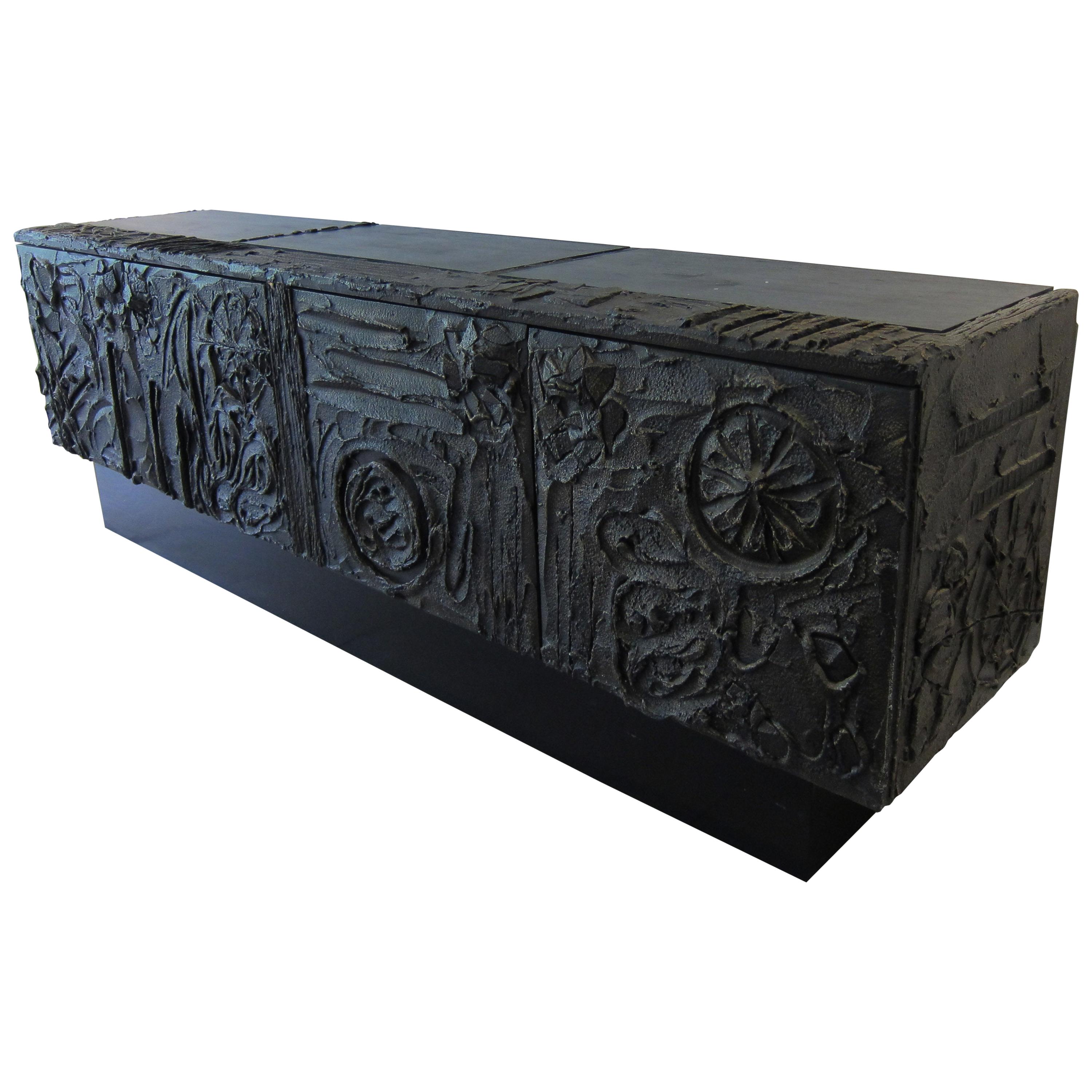Sculpted Bronze Dining Table and Eight Armchairs
