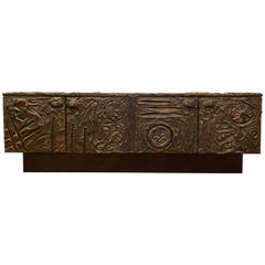 Paul Evans Sculpted Bronze Brutalist Sideboard, USA, 1972