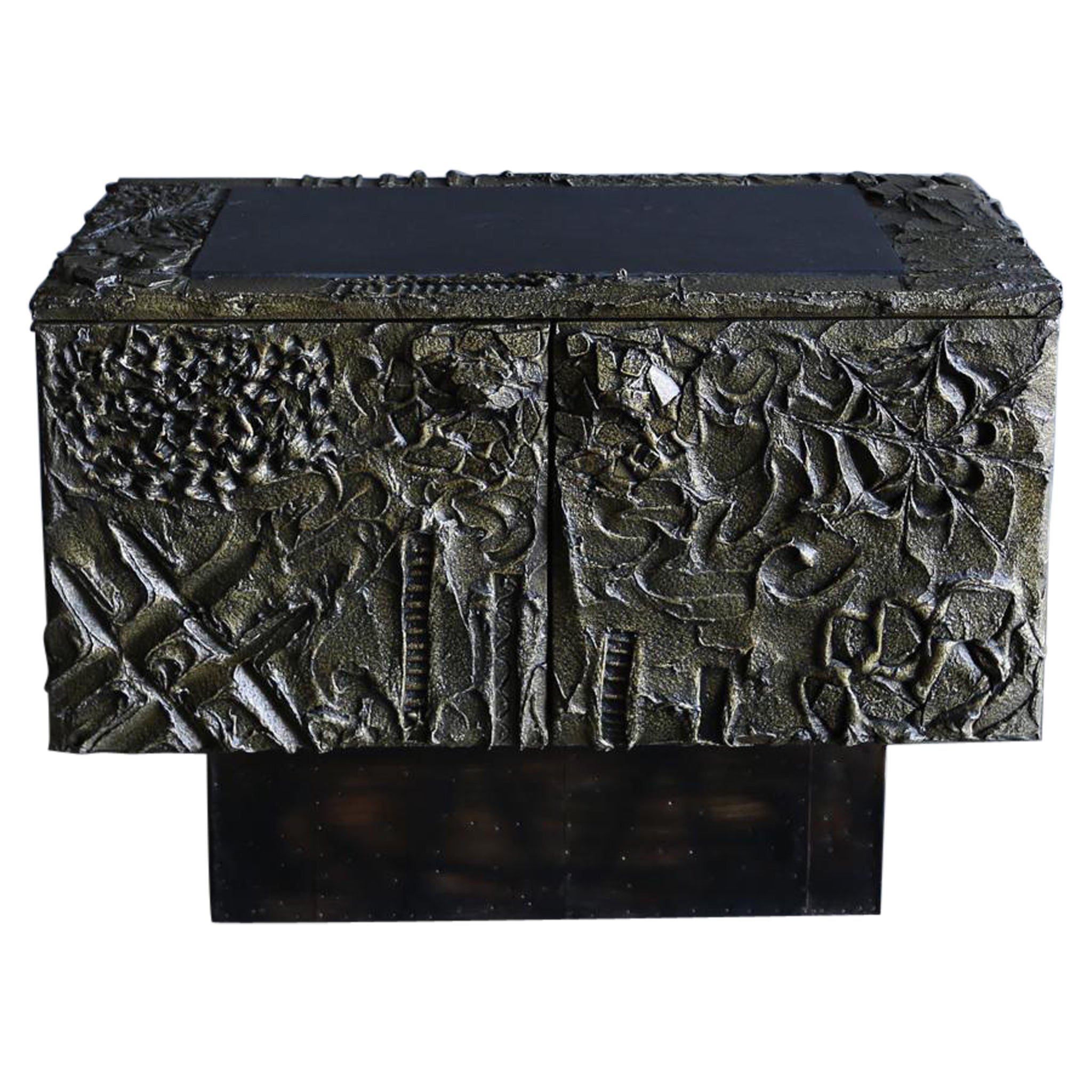 Paul Evans Sculpted Bronze Cabinet Signed PE75