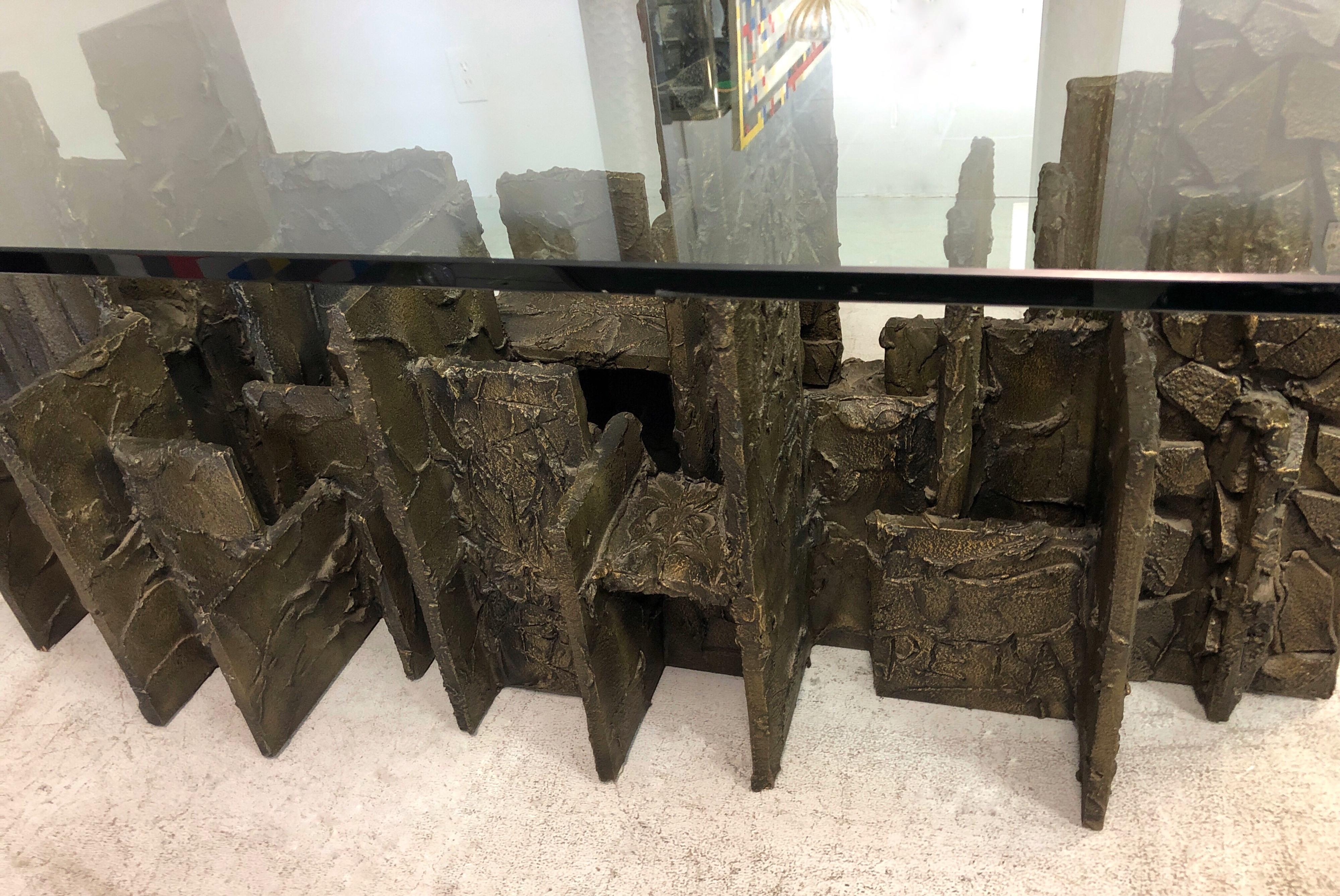 Paul Evans Sculpted Bronze Dining Conference Table, 1974 5