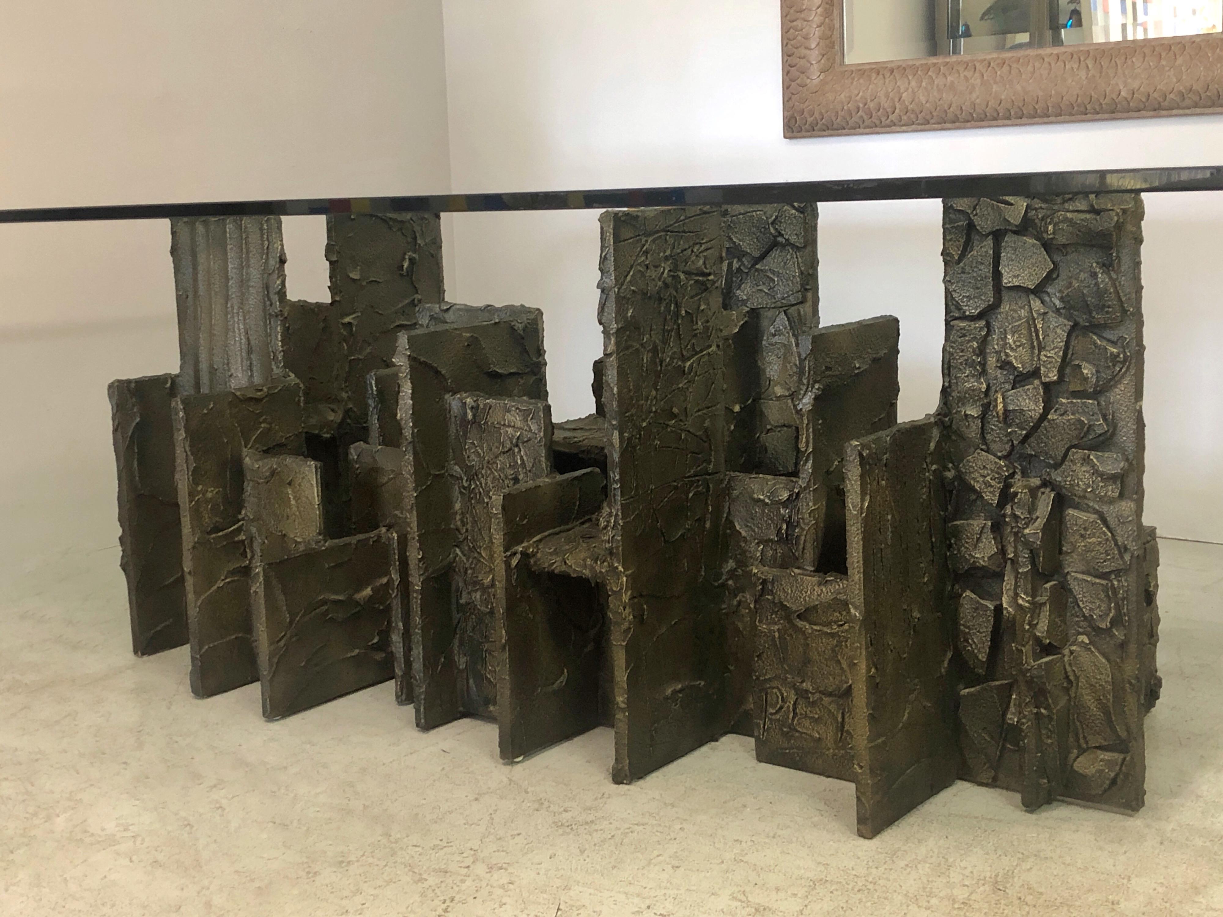 American Paul Evans Sculpted Bronze Dining Conference Table, 1974