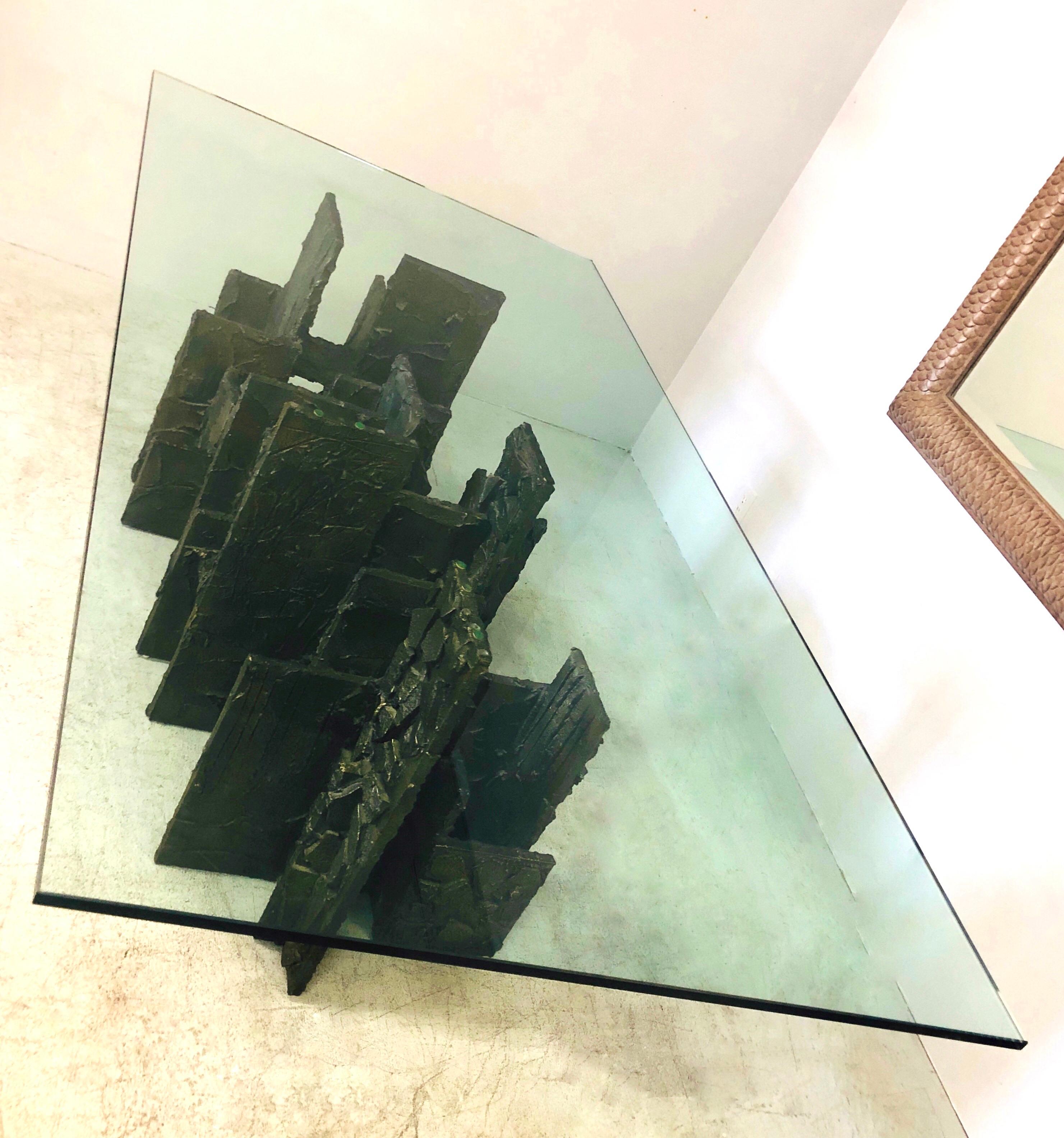 Late 20th Century Paul Evans Sculpted Bronze Dining Conference Table, 1974