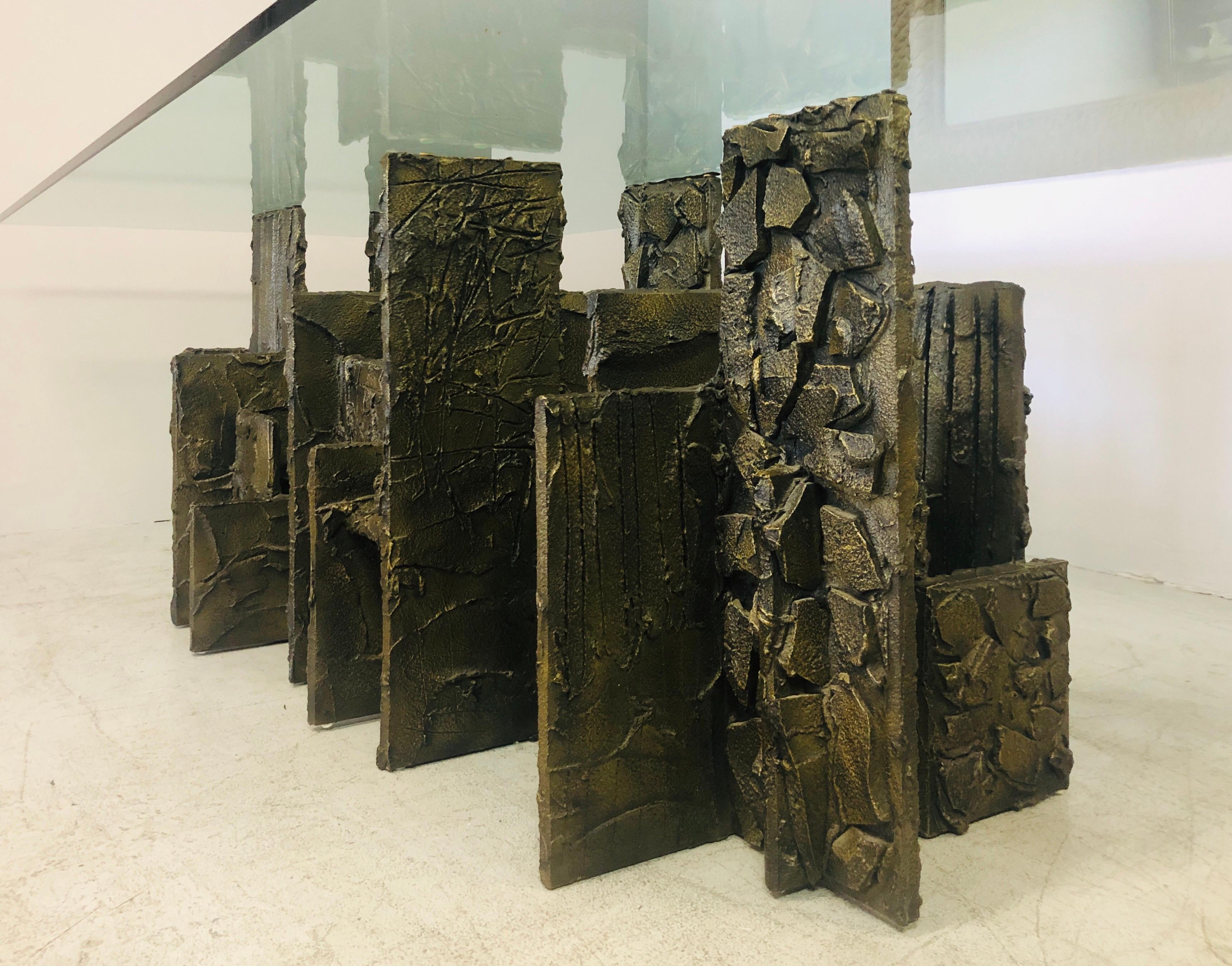 Paul Evans Sculpted Bronze Dining Conference Table, 1974 3