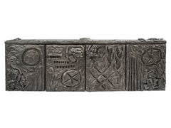 Paul Evans Sculpted Bronze Floating Cabinet in Argente Finish, 1969