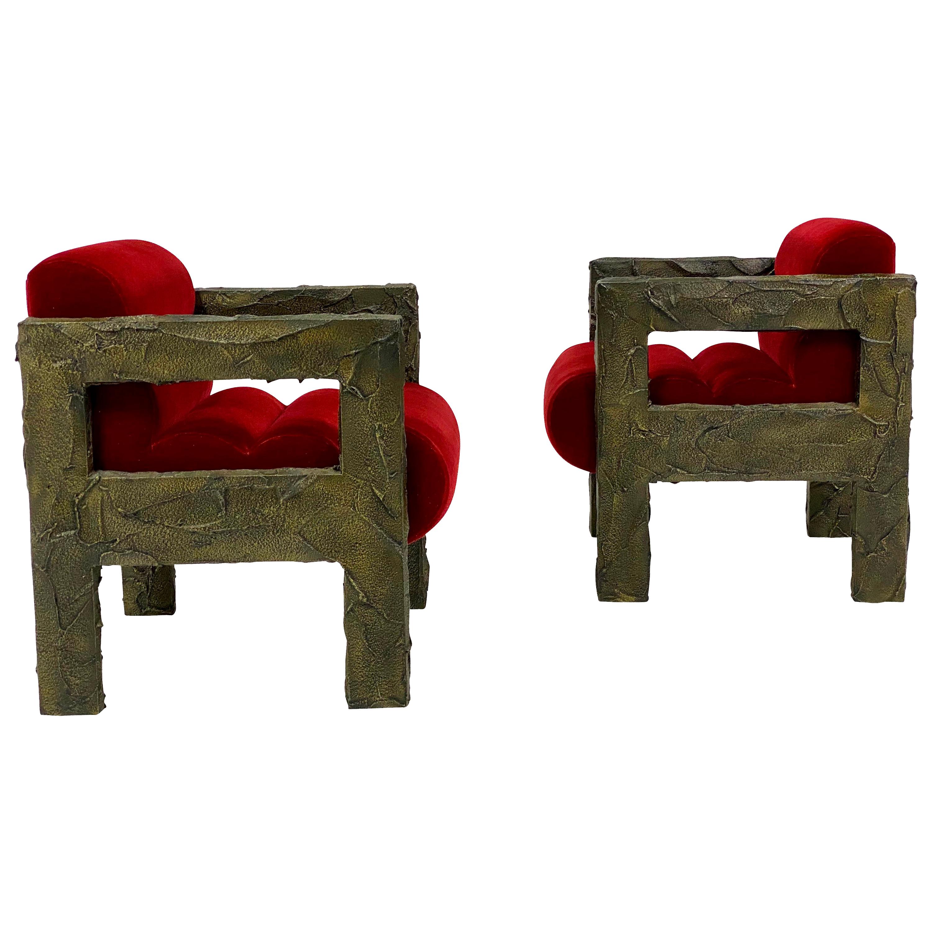 Paul Evans Sculpted Bronze Lounge Chairs