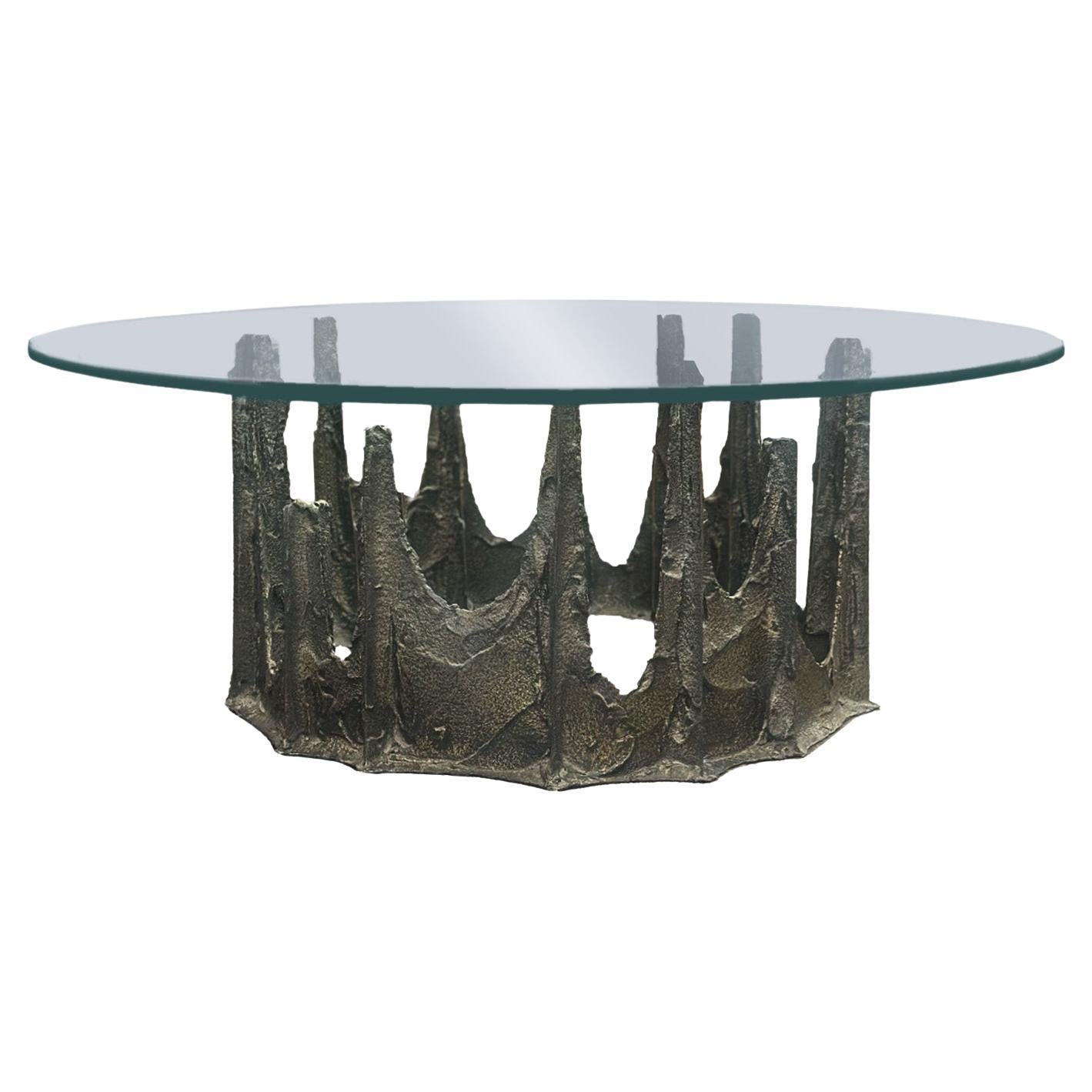Paul Evans Tavolino in bronzo scolpito PE 128 "Stalagmite" 1971 (Firmato)