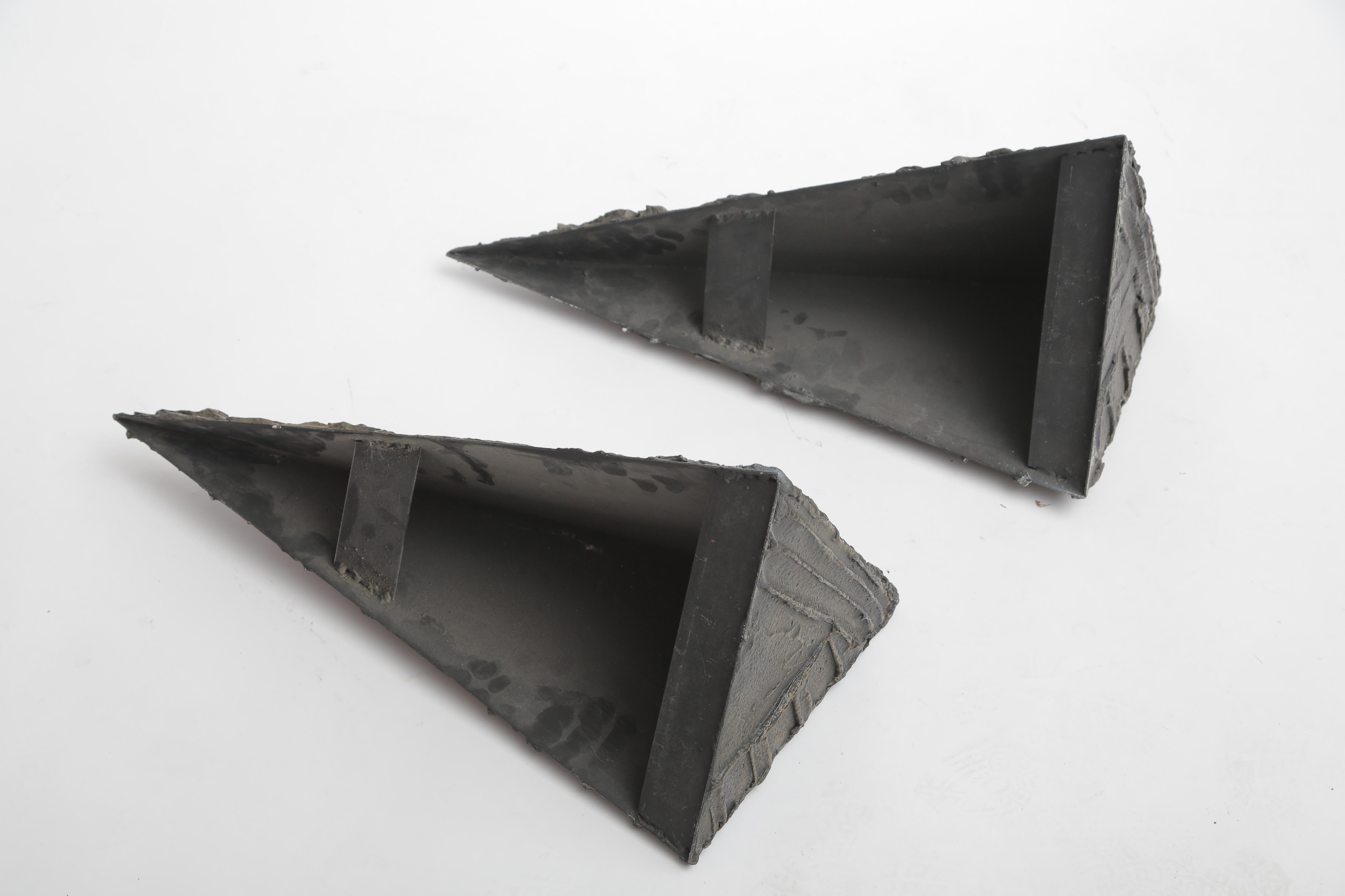 Resin Paul Evans Sculpted Bronze Pyramidal Wall Brackets For Sale