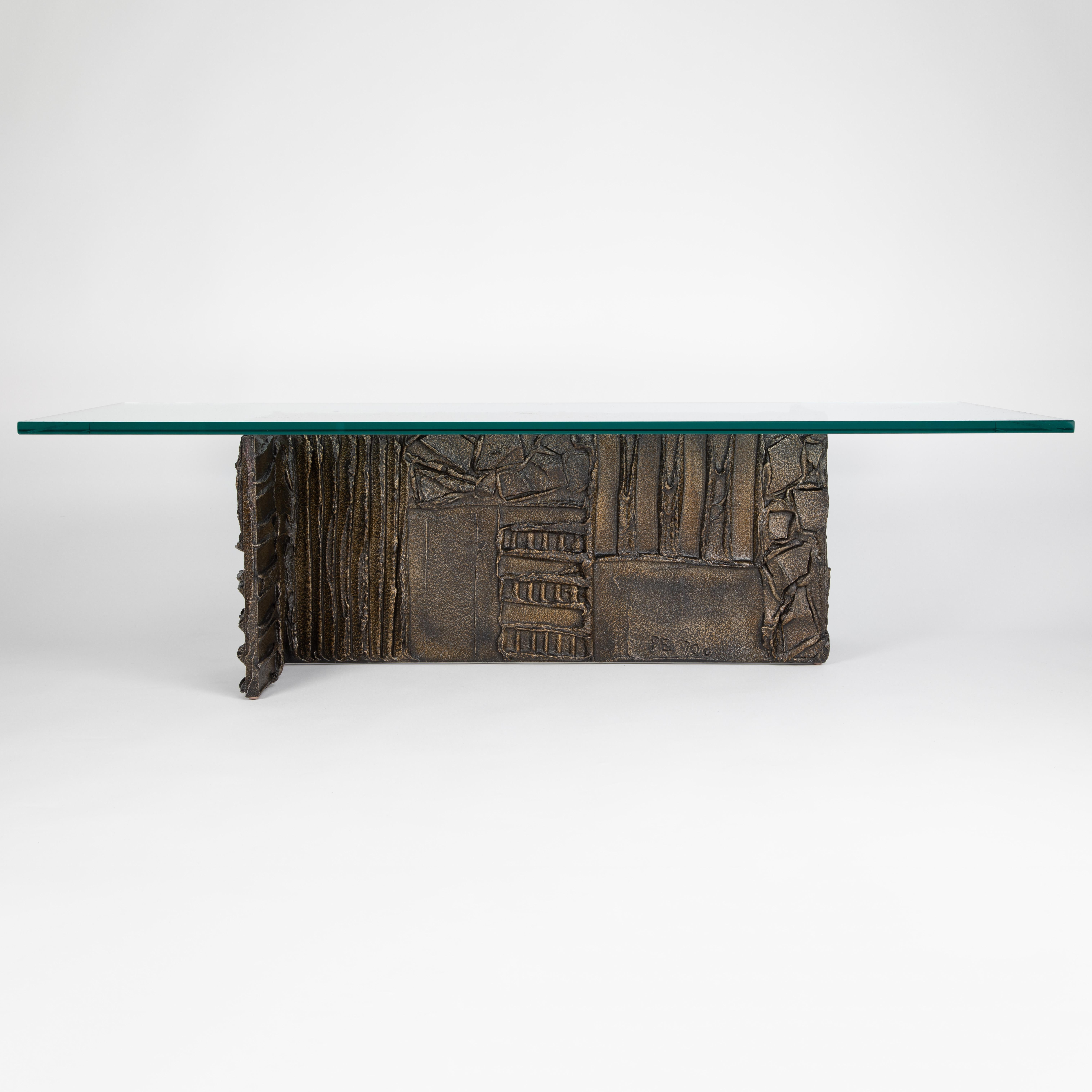 American Paul Evans Sculpted Bronze Rectangular Coffee Table, 1970 For Sale