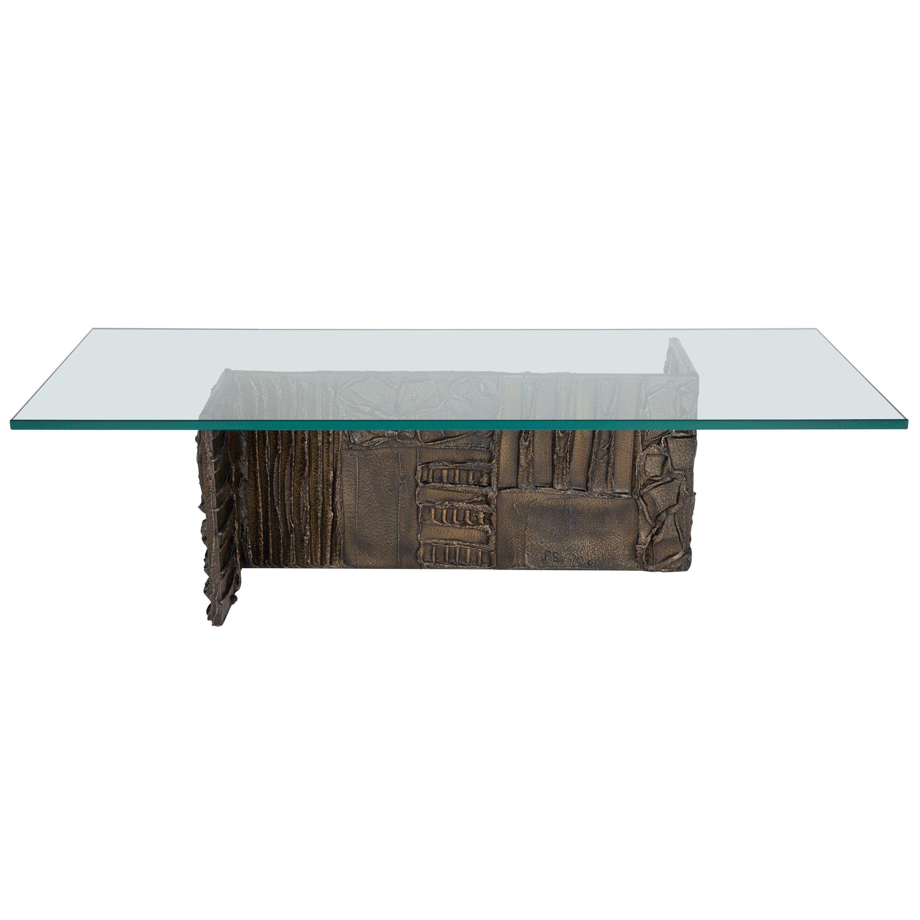 Paul Evans Sculpted Bronze Rectangular Coffee Table, 1970 For Sale