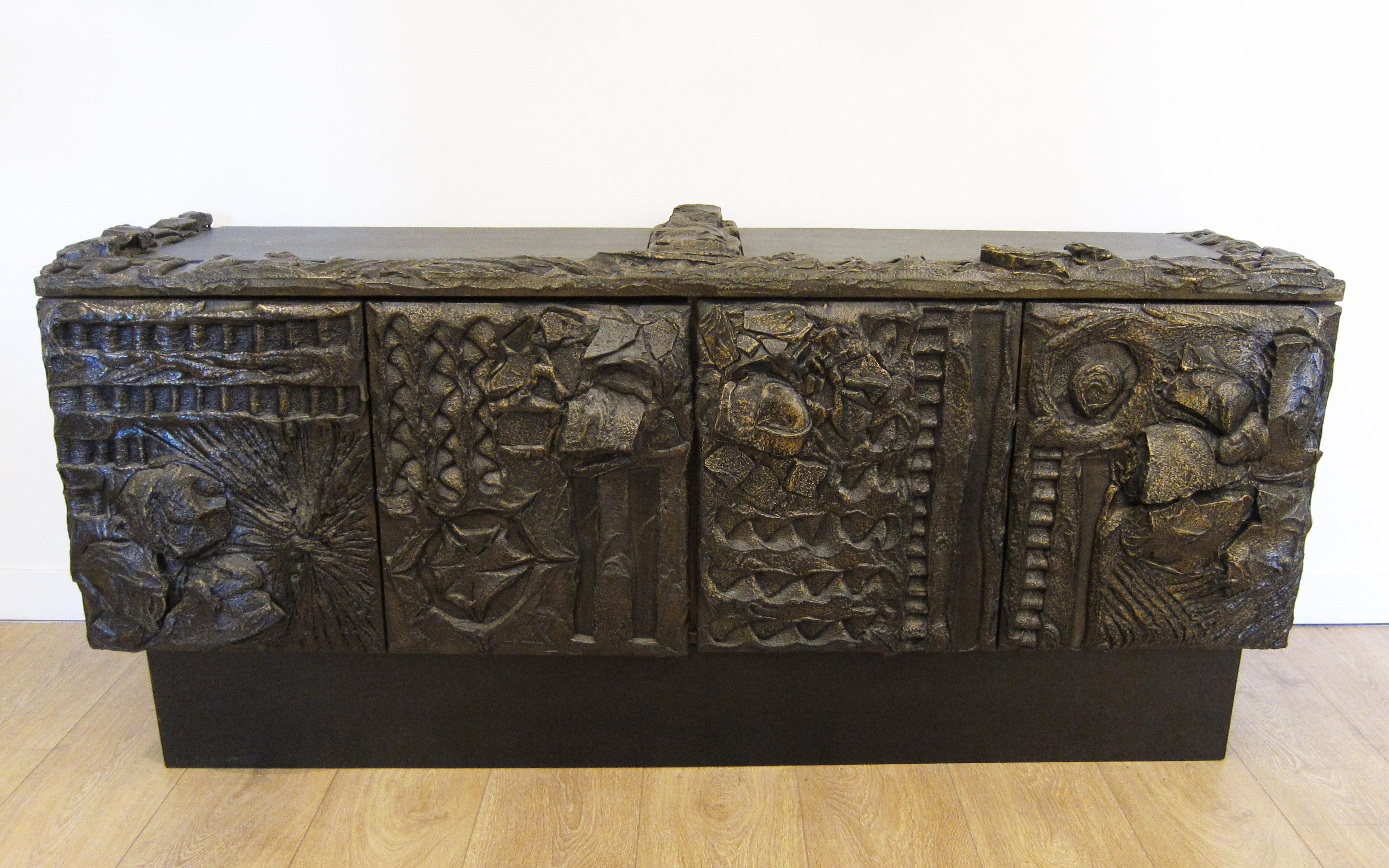 Late 20th Century Paul Evans Sculpted Bronze Sideboard USA, 1970