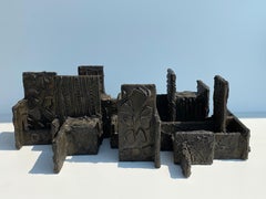 Tavolino Skyline in bronzo scolpito di Paul Evans