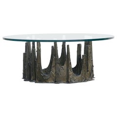 Table basse en stalagmite en bronze sculpté Paul Evans:: signée et datée 1972