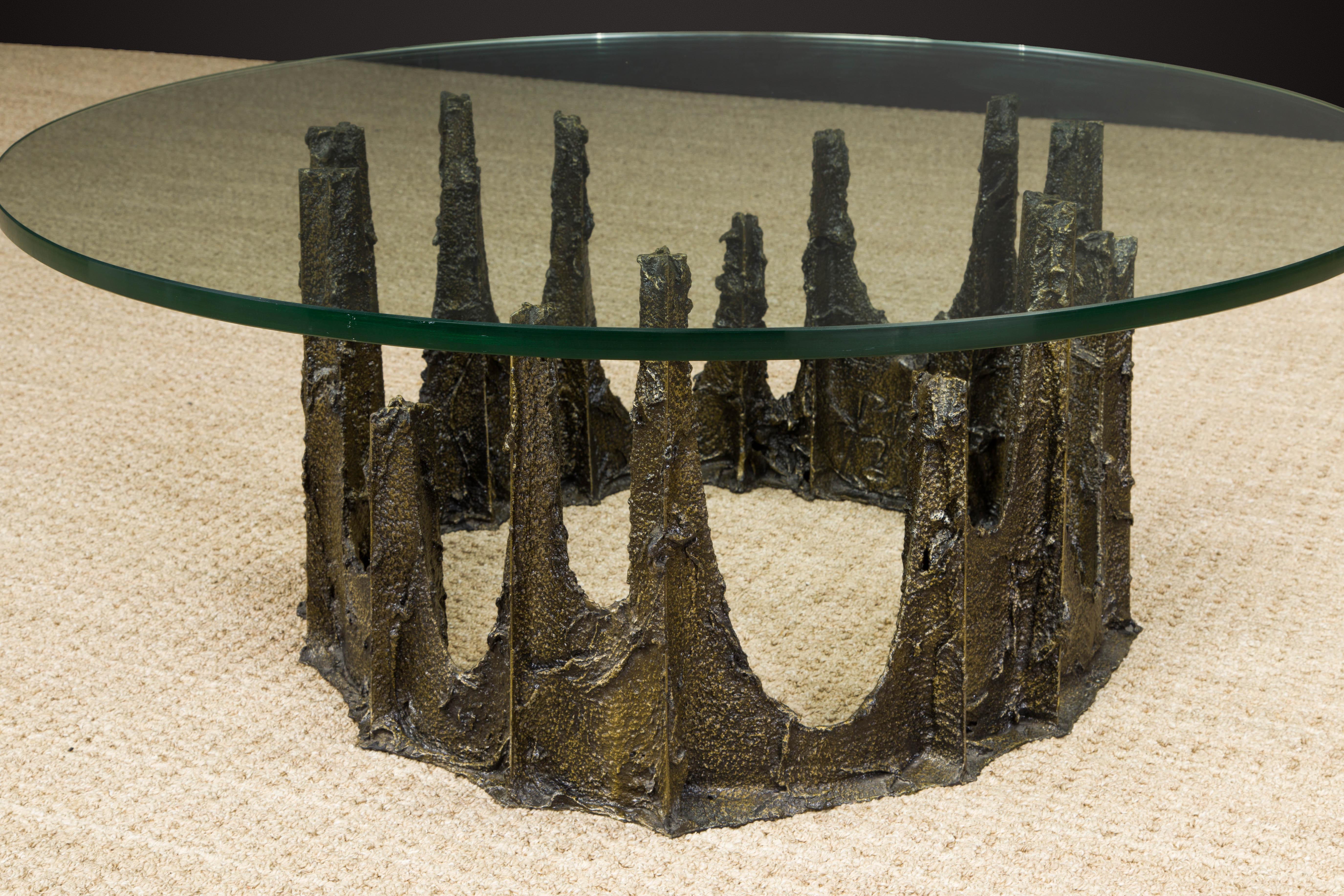 Brutalist Paul Evans Sculpted Bronze Stalagmite Coffee Table, Signed and Dated 1979