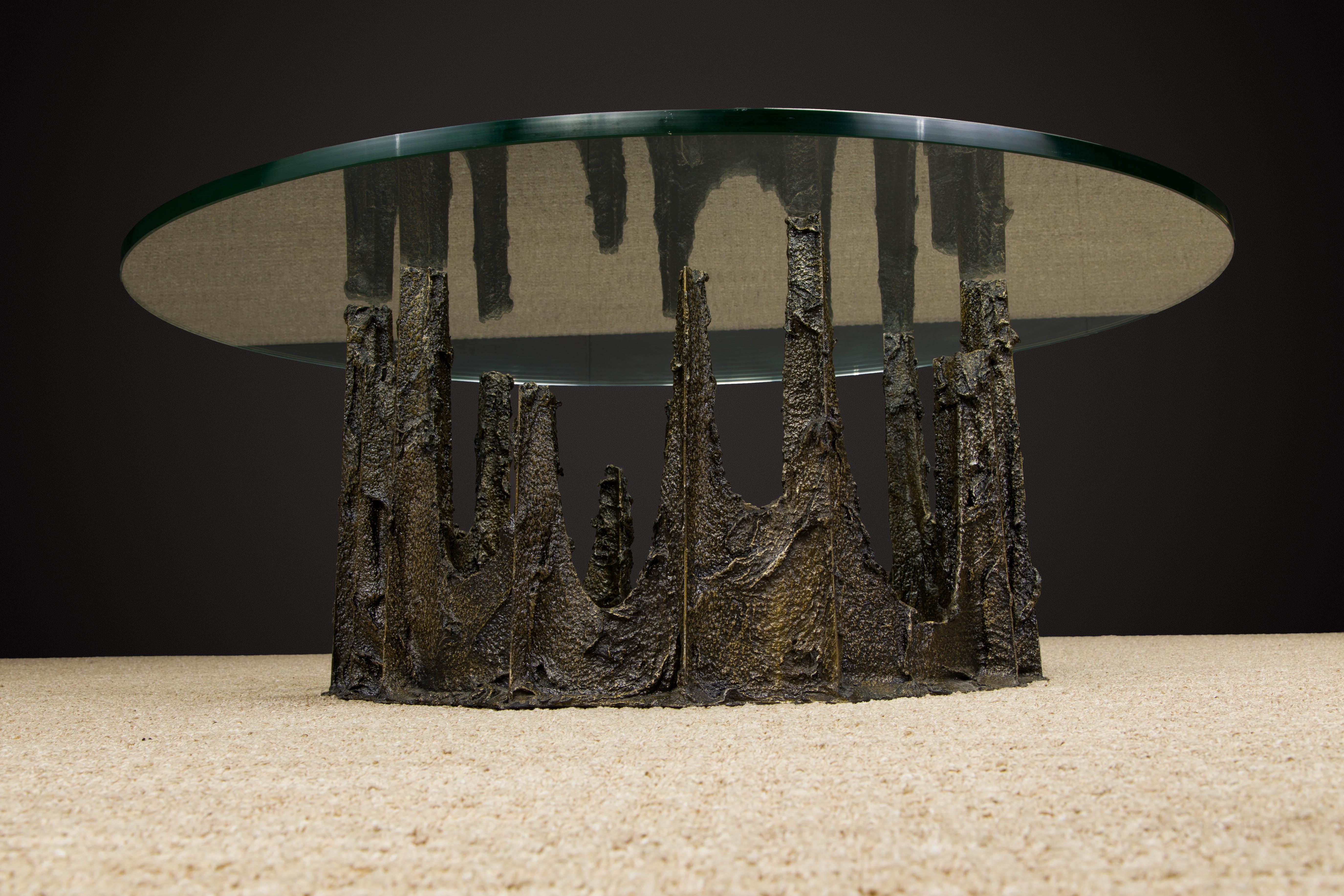 Paul Evans Sculpted Bronze Stalagmite Coffee Table, Signed and Dated 1979 In Excellent Condition In Los Angeles, CA