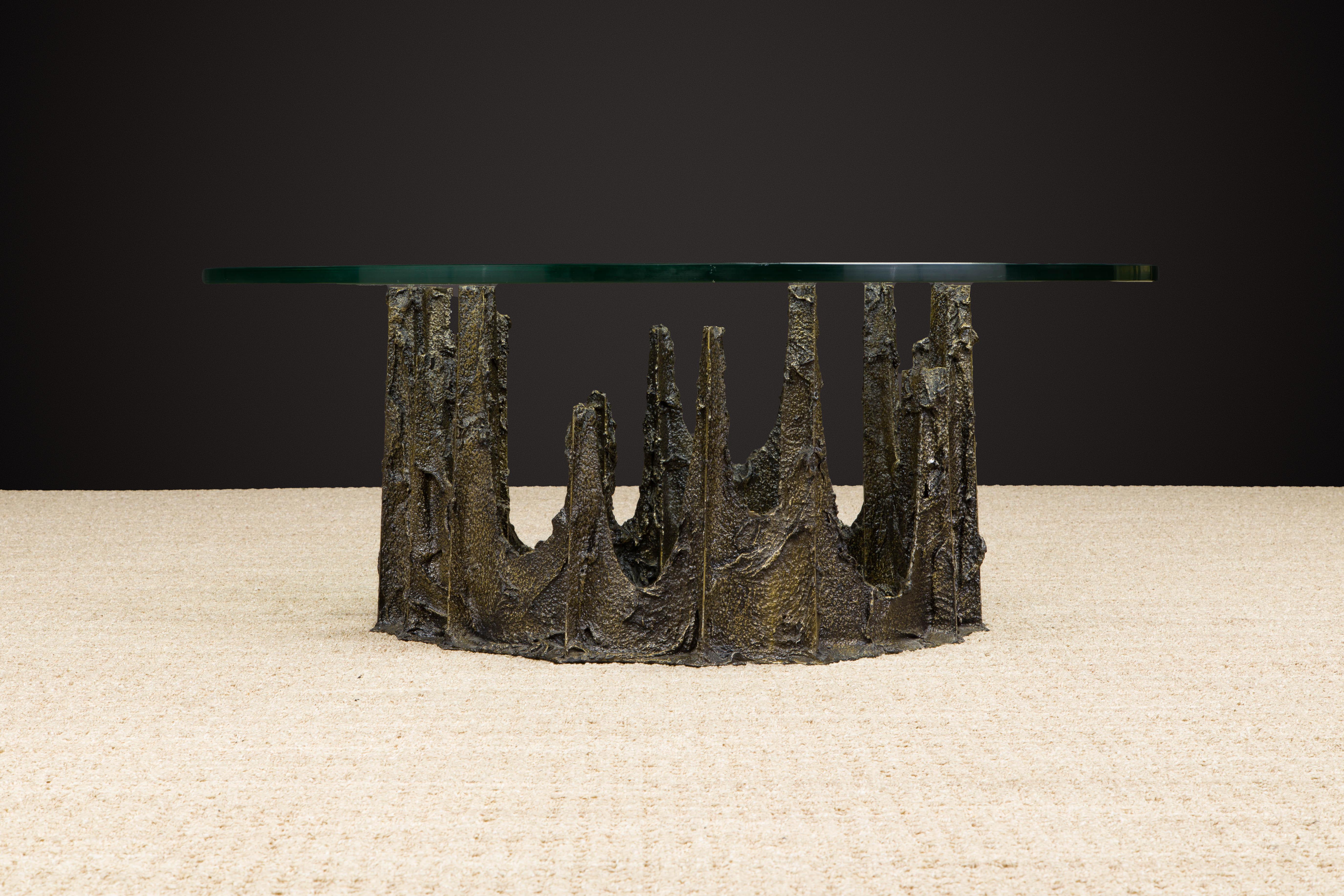 American Paul Evans Sculpted Bronze Stalagmite Coffee Table, Signed and Dated 1979
