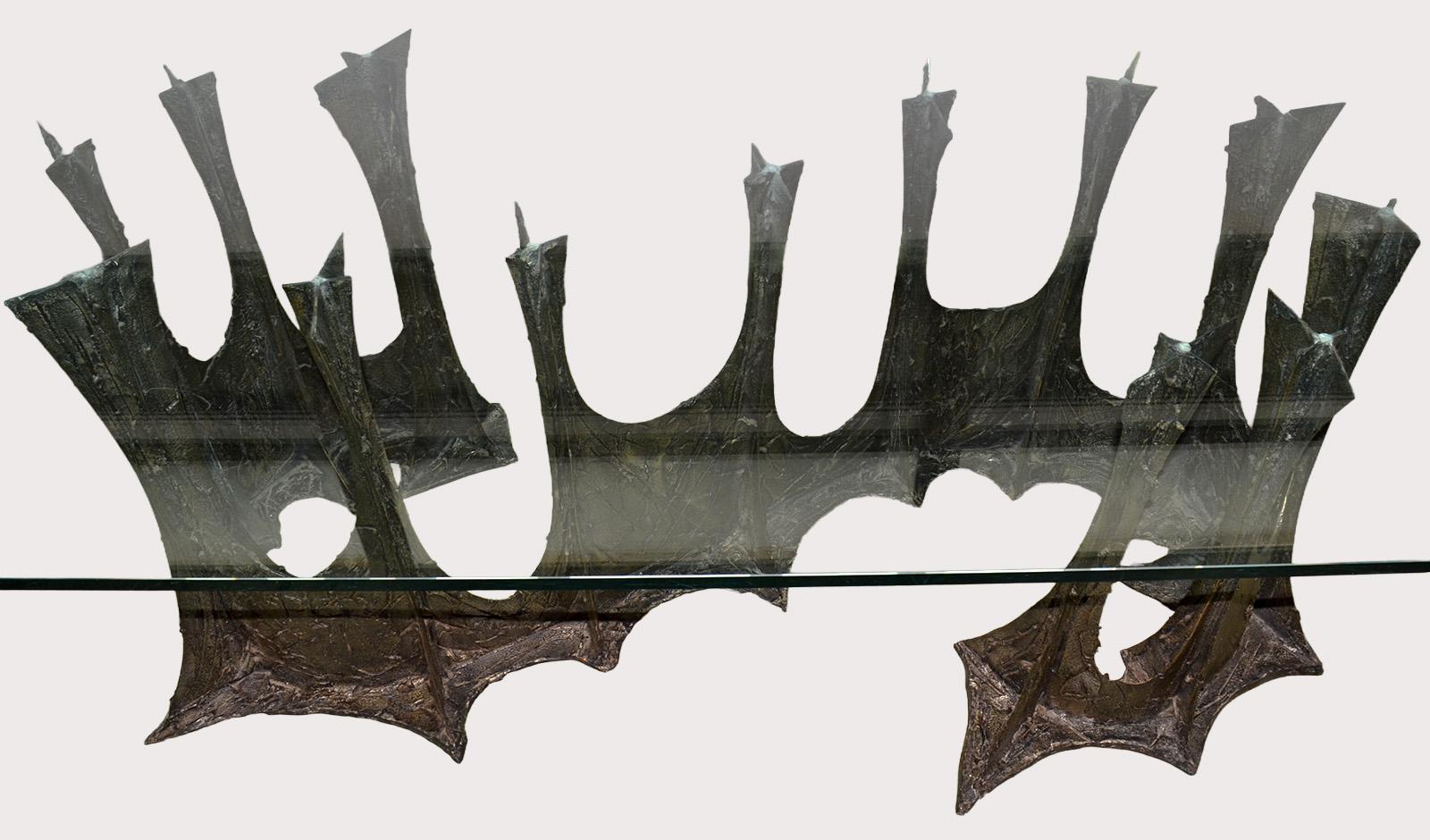 Mid-Century Modern Paul Evans Sculpted Bronze Stalagmite Dining Table for Directional 1971 Signed For Sale