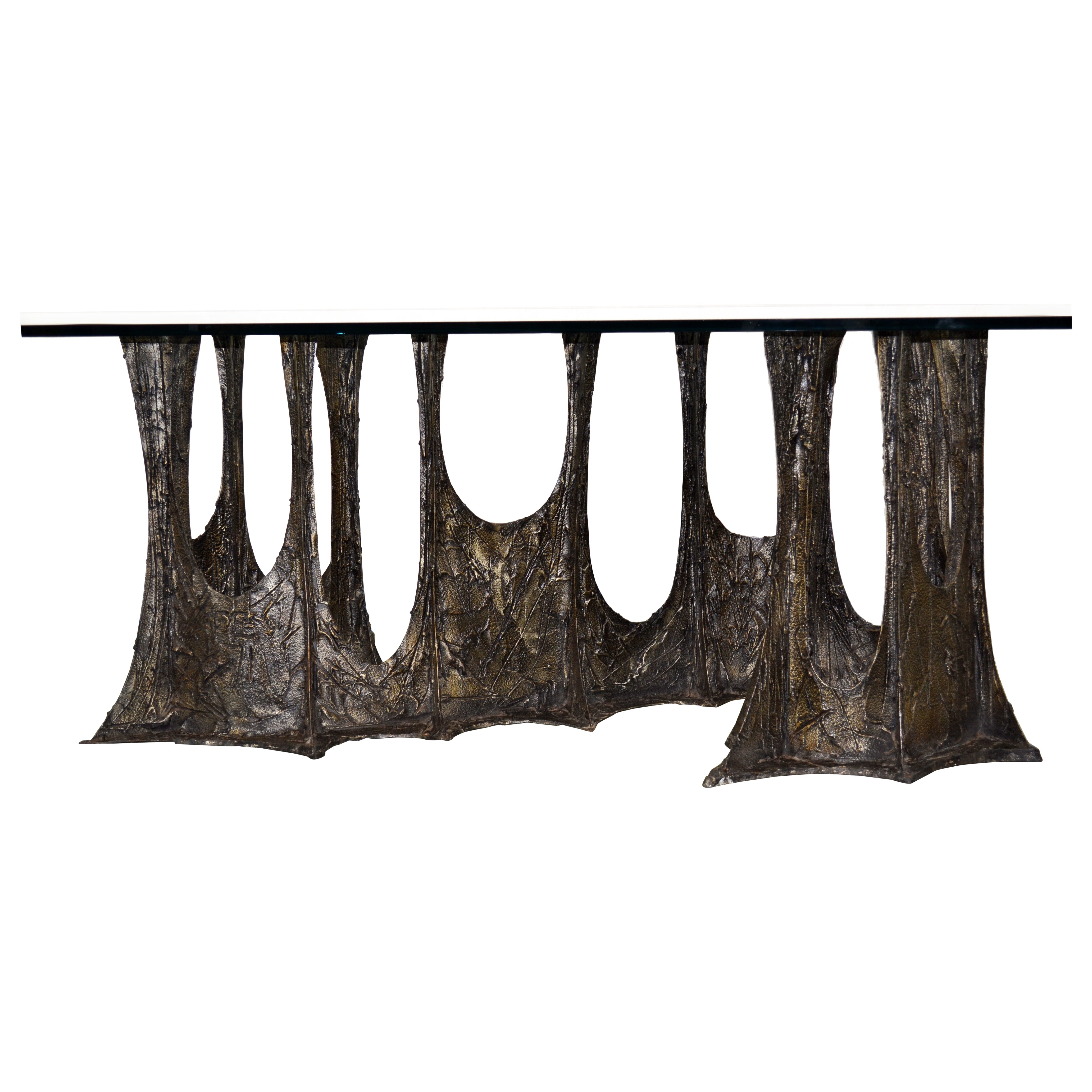 Paul Evans Sculpted Bronze Stalagmite Dining Table for Directional 1971 Signed