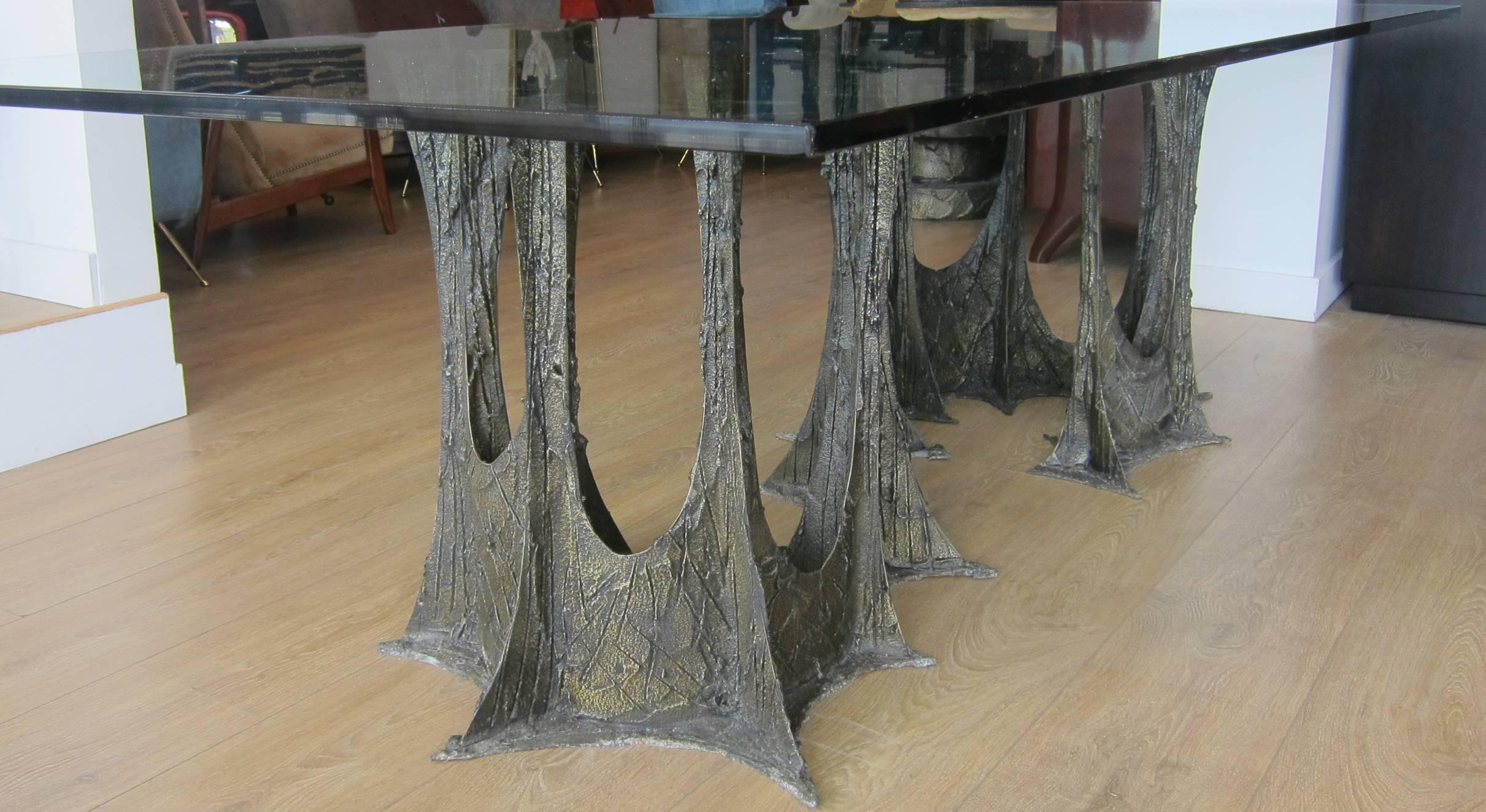 Paul Evans Sculpted Bronze Dining Table, USA 1973 In Excellent Condition In Miami, FL