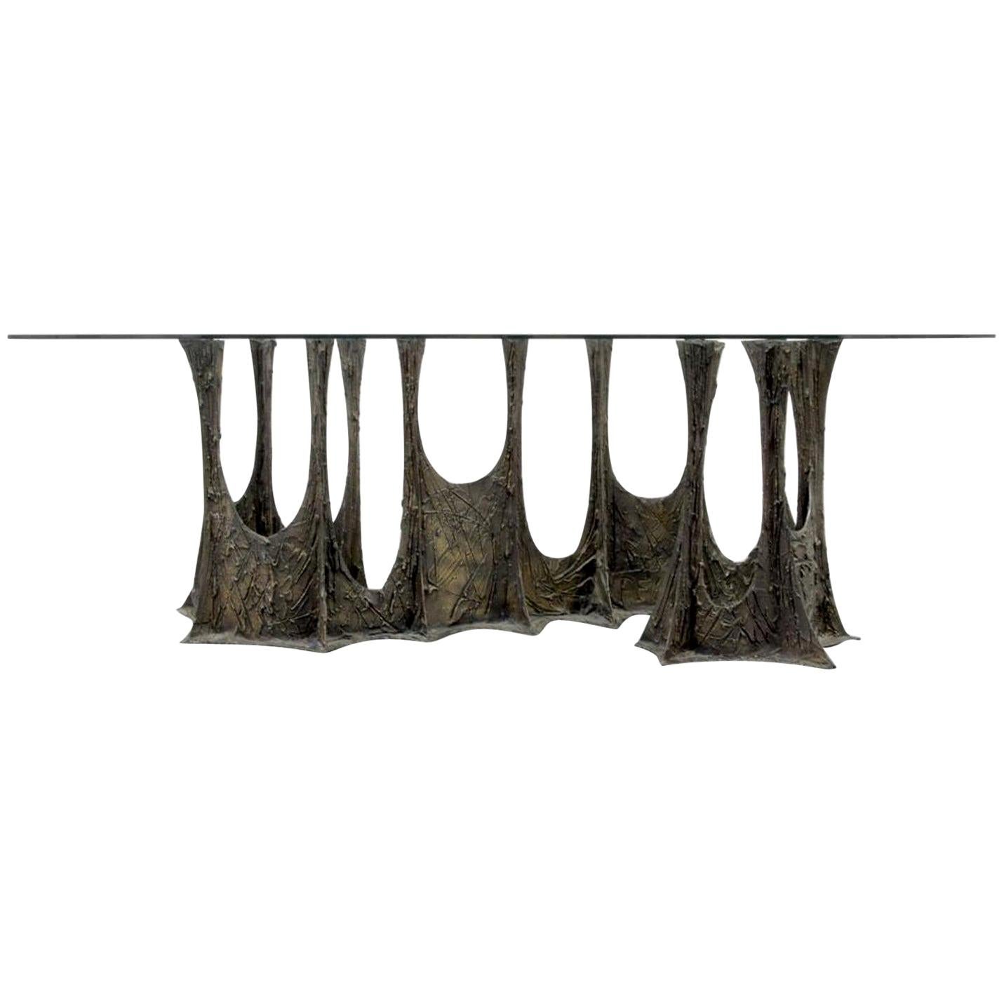 Paul Evans Sculpted Bronze Dining Table, USA 1973