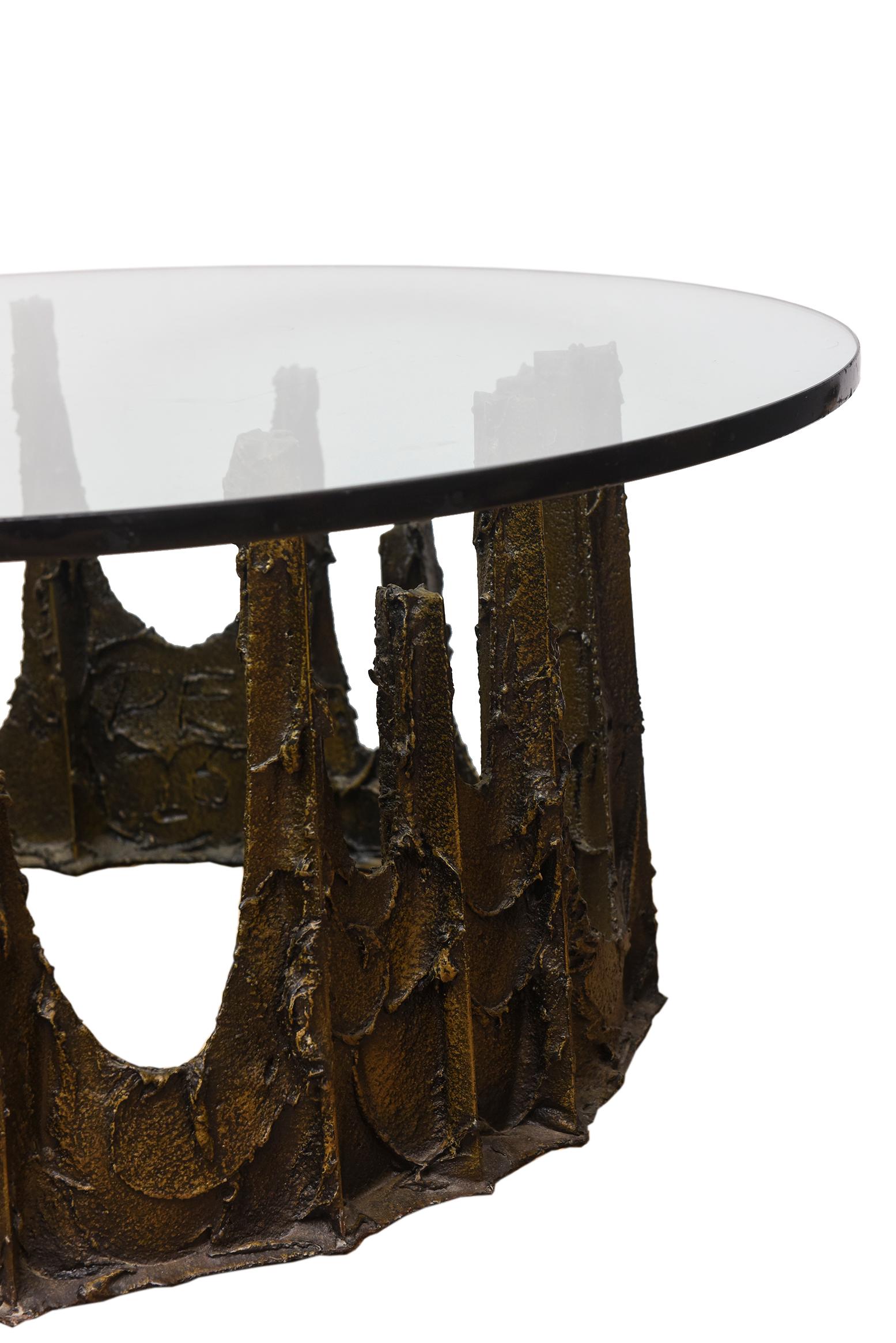 American Paul Evans Signed Vintage Sculpted Bronze Stalagmite Cocktail Table For Sale