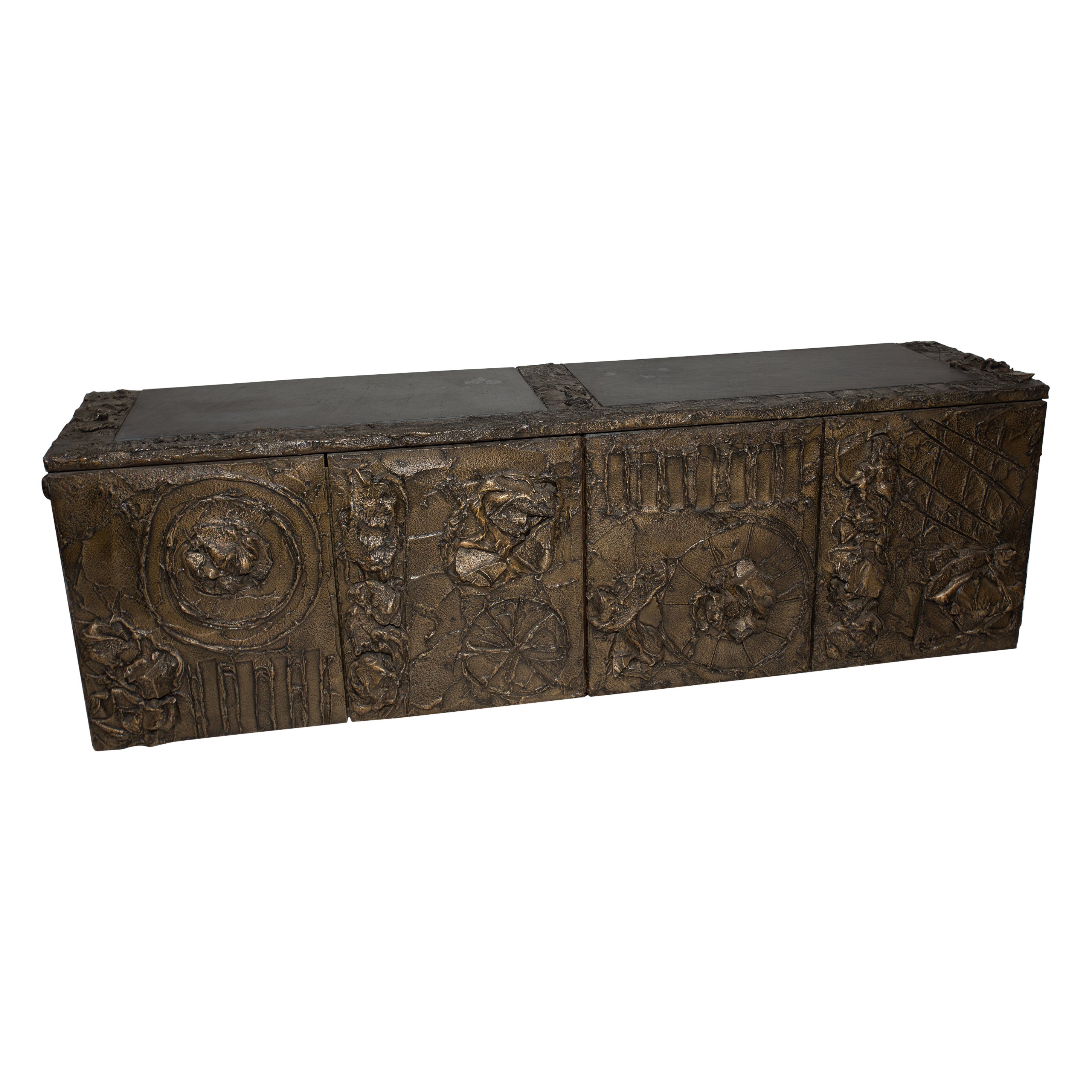 Paul Evans Sculpted Bronze Wall Hung PE-40 Cabinet